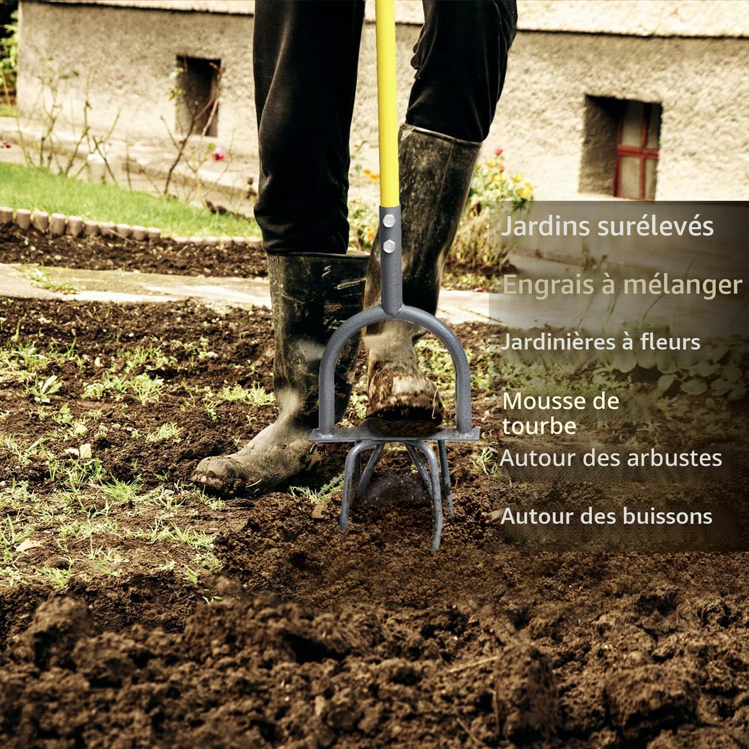 Jardineer Jardin Twist Cultivateur Manuel avec Tige en Acier, Outil de Jardinage Rotatif