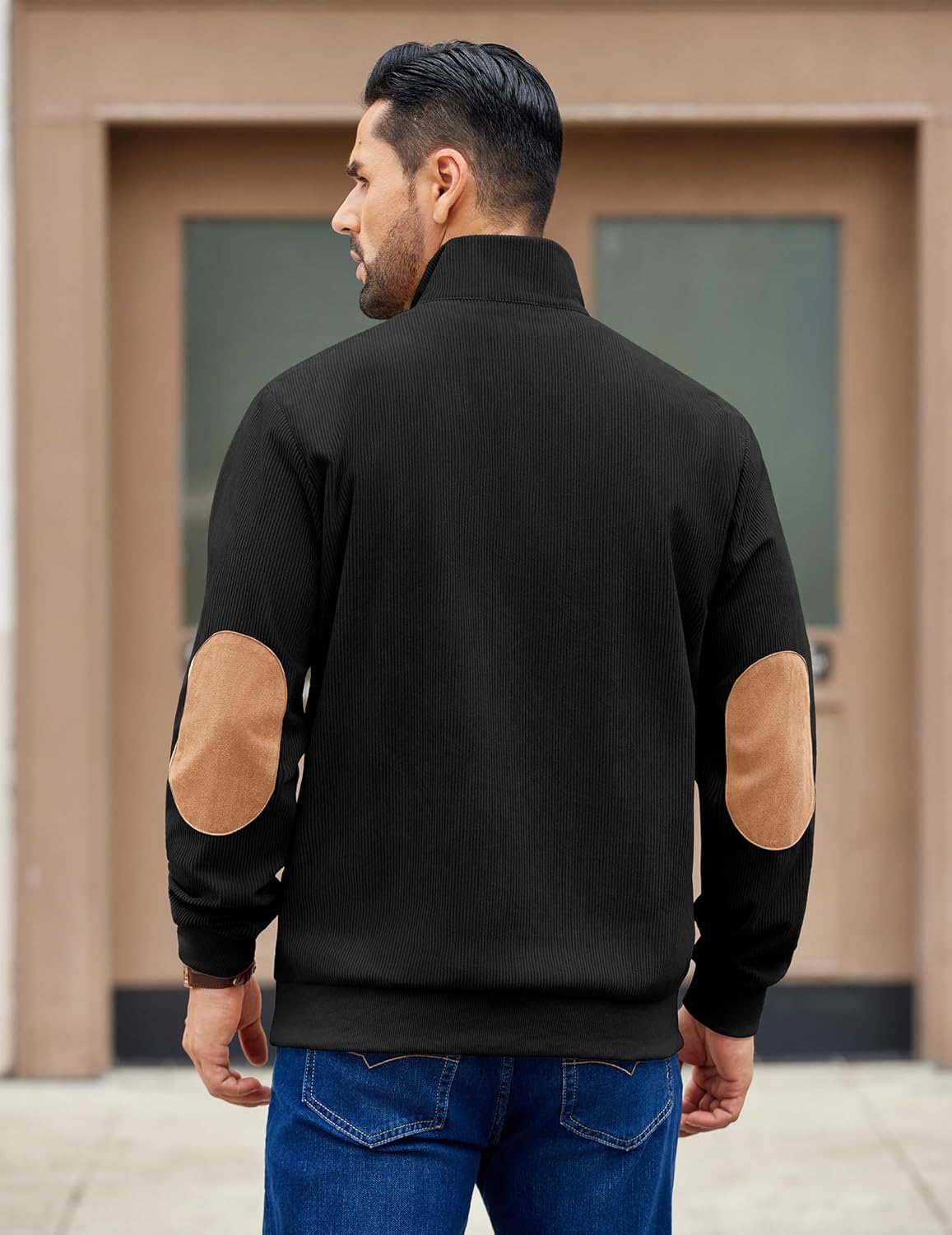 COOFANDY Mens Corduroy Sweatshirt Long Sleeve Pullover Quarter Button Fall Sweat Shirts - Image 3