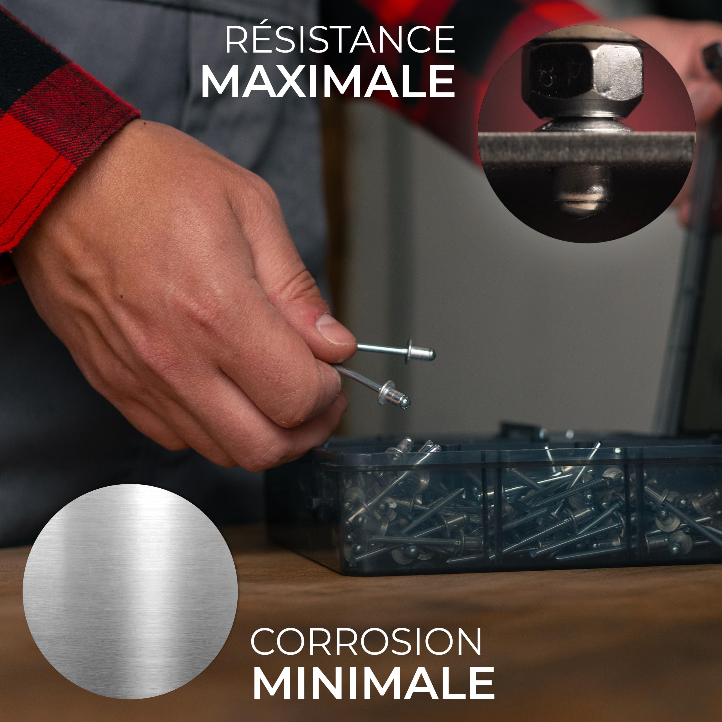 KLRStec Professional Kit de Rivets Aveugles [500pcs] Aluminium/Acier Kit d'Assortiment de Rivets Pop pour Pince a Rivet Pop 125 Pièces de chaque taille (2,4mm, 3,2mm, 4,0mm et 4,8mm)