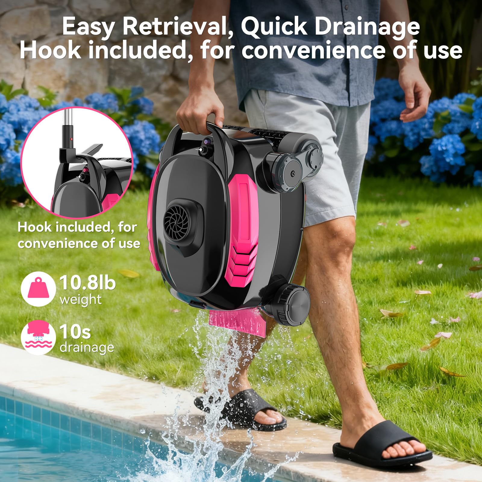 Robot nettoyeur de piscine sans fil, escalade murale, durée de vie de la batterie prolongée, grande capacité de 0,8 m³, double moteur avancé, aspirateur de piscine automatique X3 pour piscines