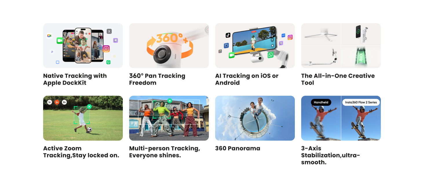 Amazon.com: Insta360 Flow 2 Pro Creator Bundle Grey - Foldable AI
