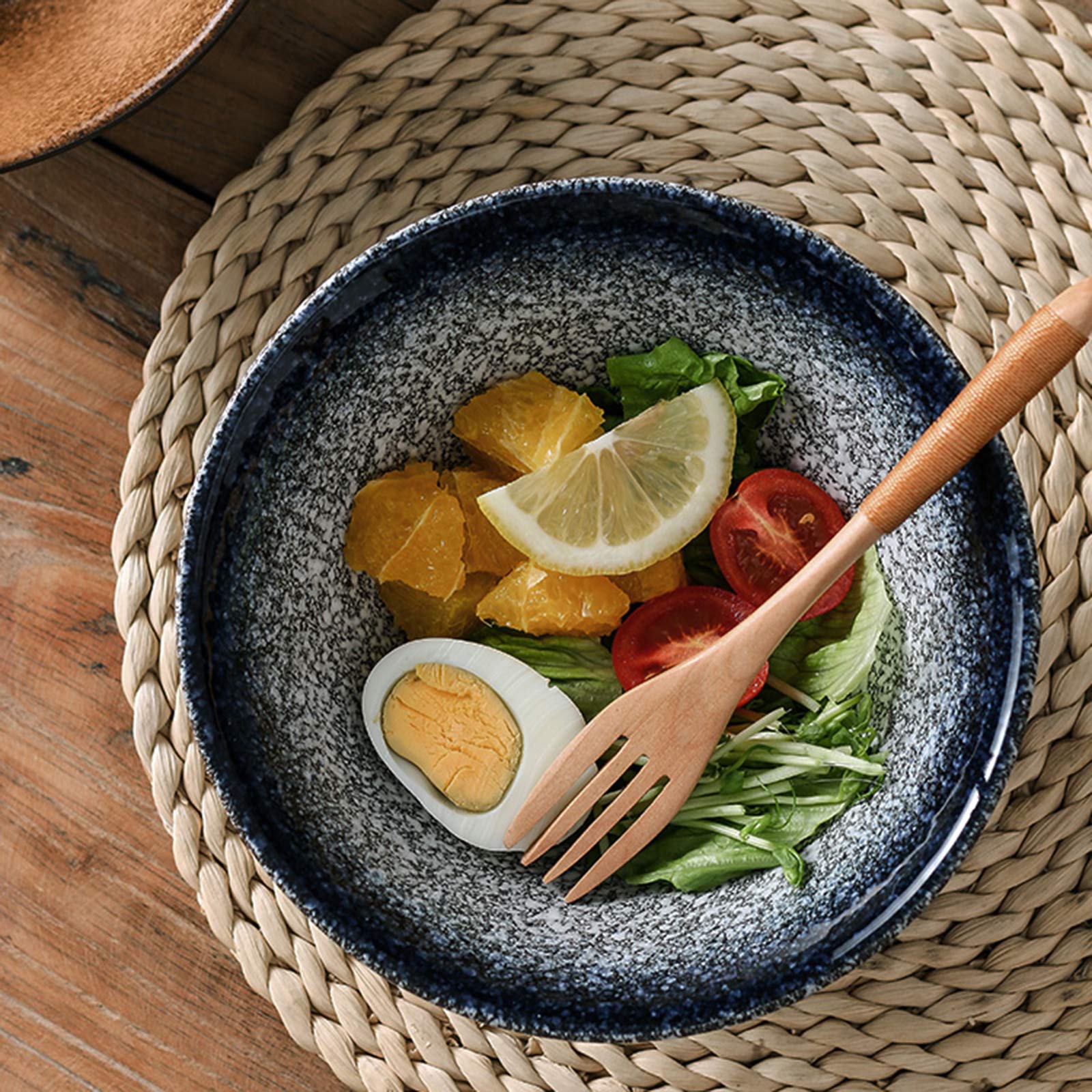 Ciotola da zuppa giapponese in ceramica da 22,9 cm, per ramen e noodle, 2 set (6 pezzi) da 1600 ml, ciotola multiuso con cucchiaio e bacchette abbinate, per spaghetti istantanei, zuppe (Blu)