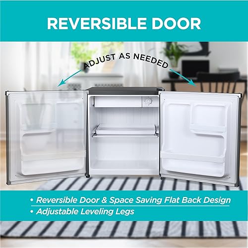 Miniatura 5 de BLACK+DECKER Refrigerador compacto de 1.7 pies cúbicos, certificado ENERGY STAR, mini refrigerador de una sola puerta con compartimento enfriador