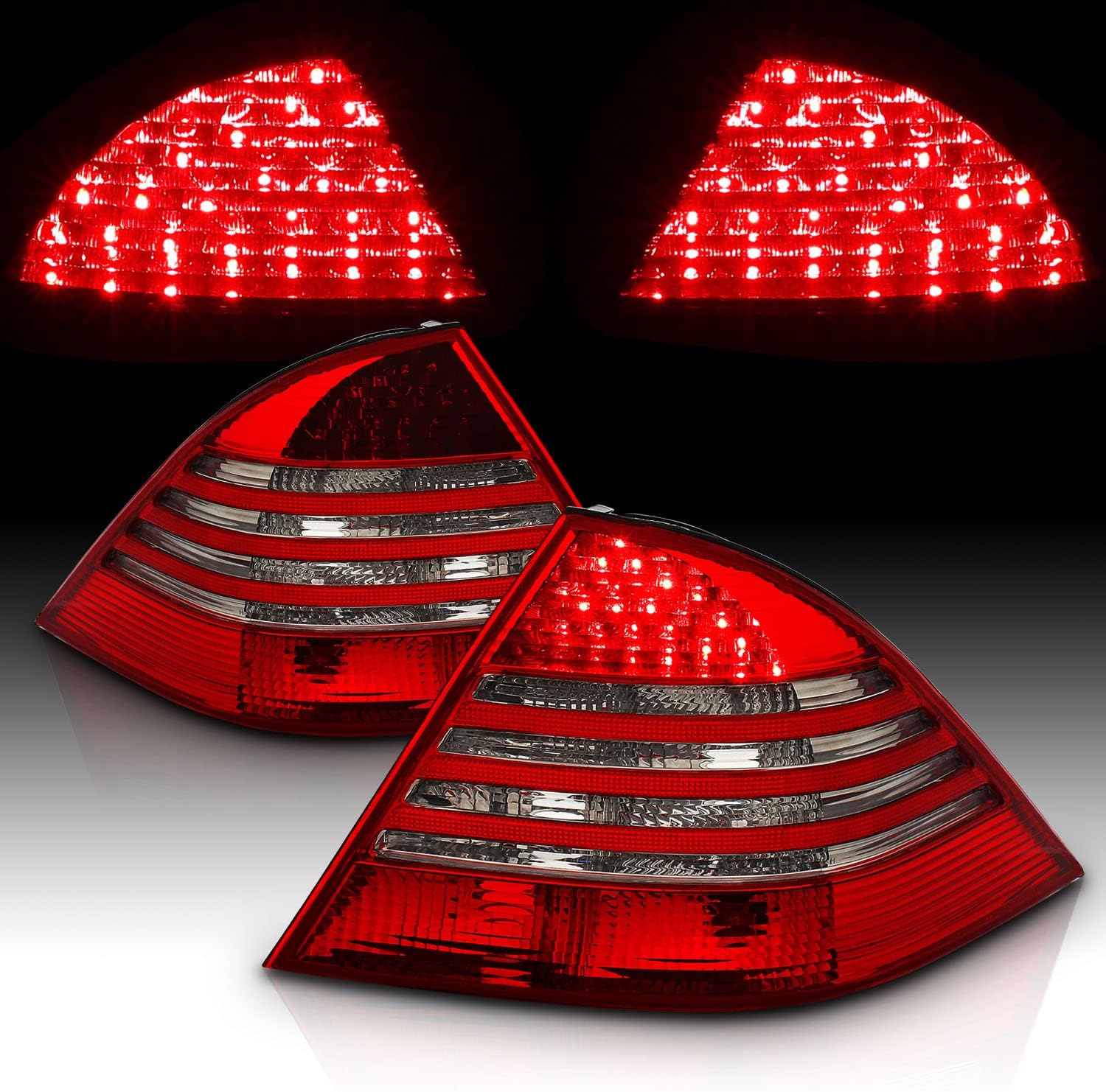 AmeriLite LED Taillights Red/Smoke For Mercedes Benz S Class W220 - Passenger and Driver Side
