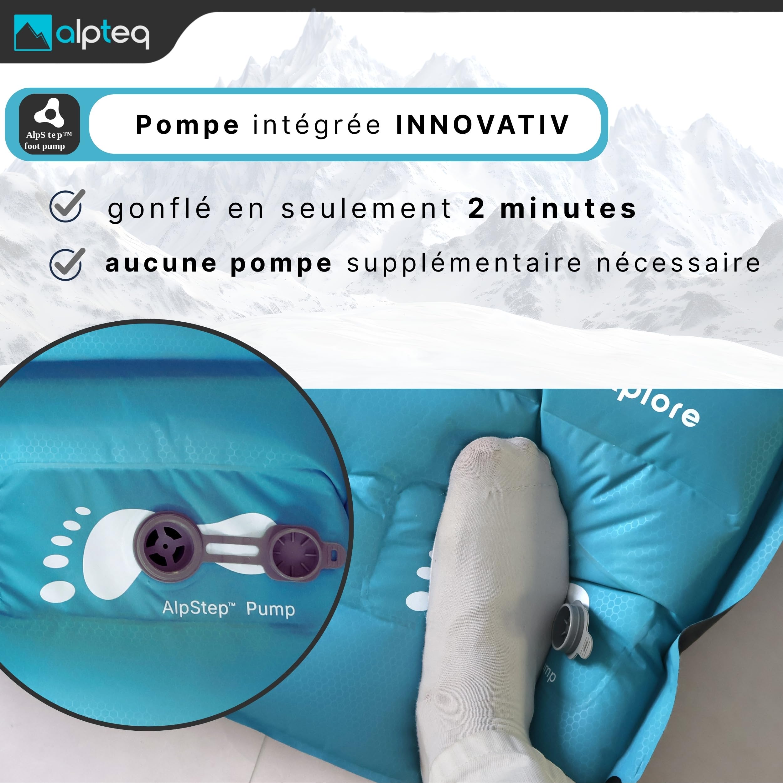 Matelas Isolant Gonflable avec Pompe à Pied intégrée - Tapis de Camping et de Couchage Ultra léger - Isolant, imperméable, Confortable pour l'extérieur, Le Trekking et la randonnée