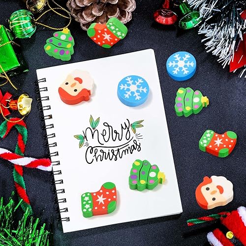 Miniatura 3 de Borradores de Navidad a granel, borrador grande de copo de nieve para árbol de Navidad, borradores de lápiz de Navidad para recuerdos de fiesta de