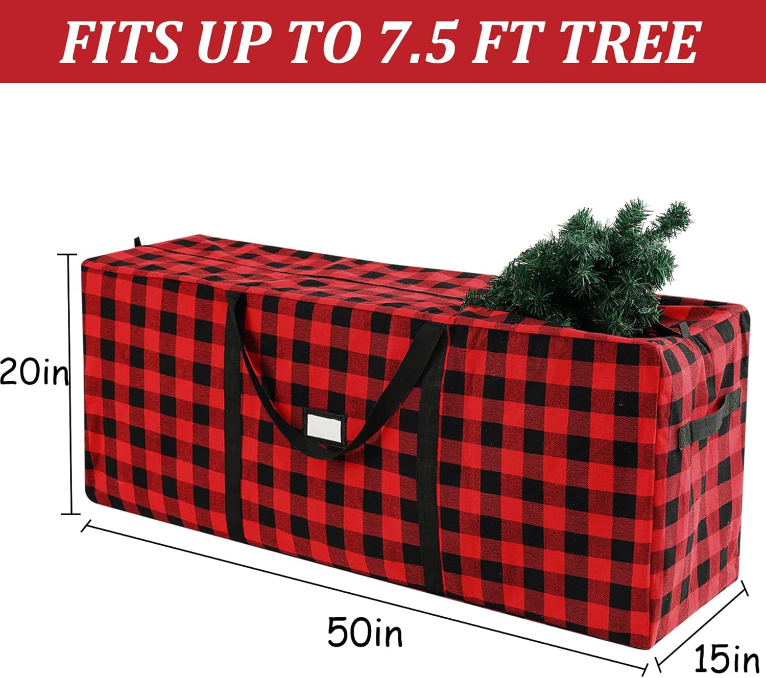 Christmas Tree Storage Container Bag, Fits Up to 7.5 FT Artificial Dissembled Xmas Holiday Trees, Tote Waterproof 600D Heavy Duty Oxford, Durable Handles & Sleek Zipper Protect from Dust, Moisture