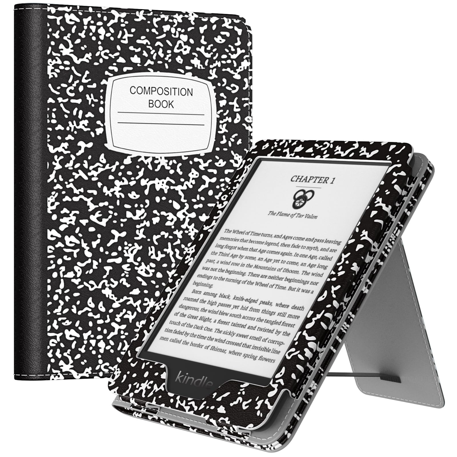 MoKo Case for All-New 6" Kindle(11th Generation, 2024/2022 Release)/(10th Gen,2019)/Kindle(8th Gen, 2016), Ultra Lightweight PU Shell Cover with Auto Wake/Sleep for Kindle 2024, Notebook Black-picture-10