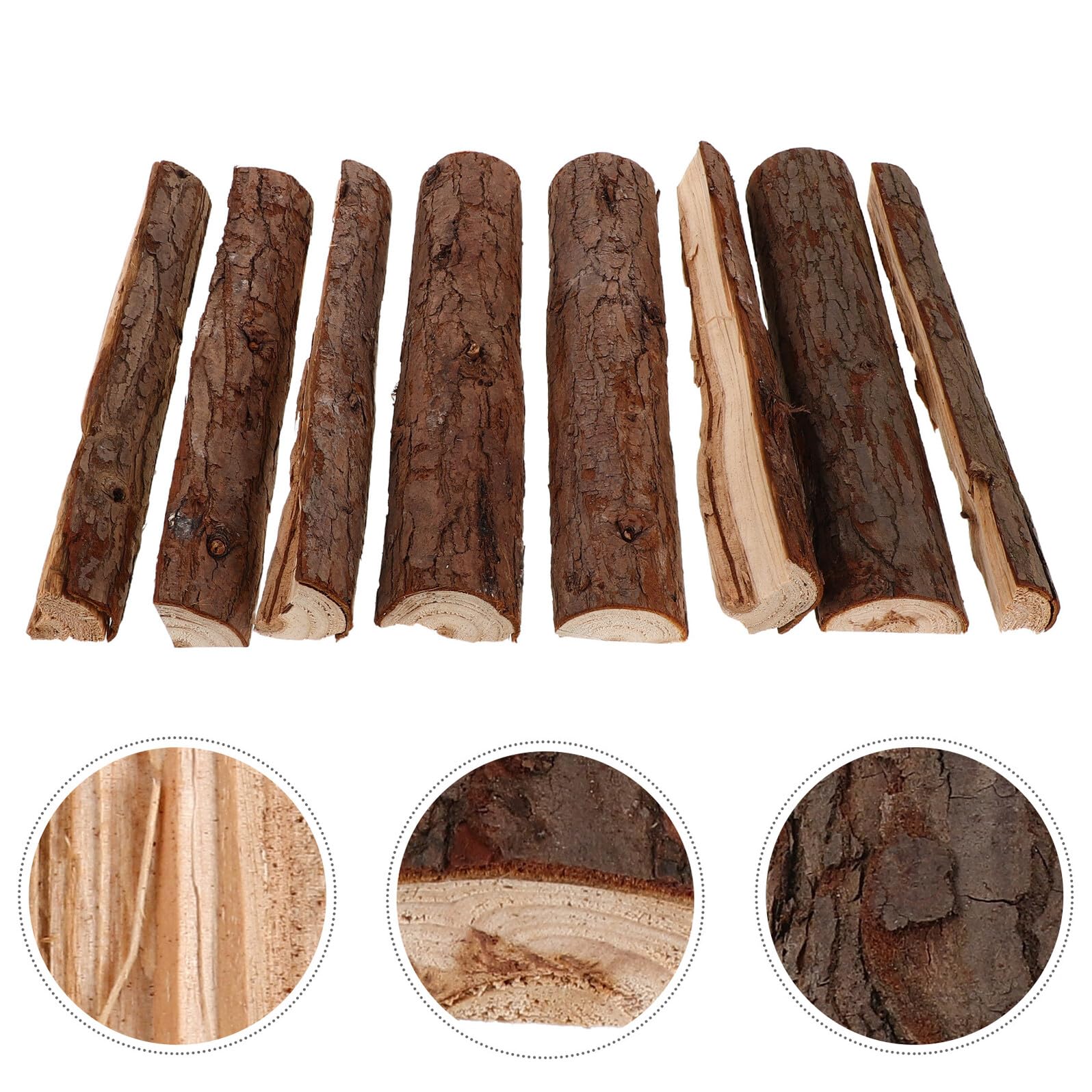 10 Pezzi Tronchi di Legno Decorativi Rustici Marroni, Legna da Ardere da Giardino Realistica per Decorazioni Natalizie e Atmosfera Accogliente