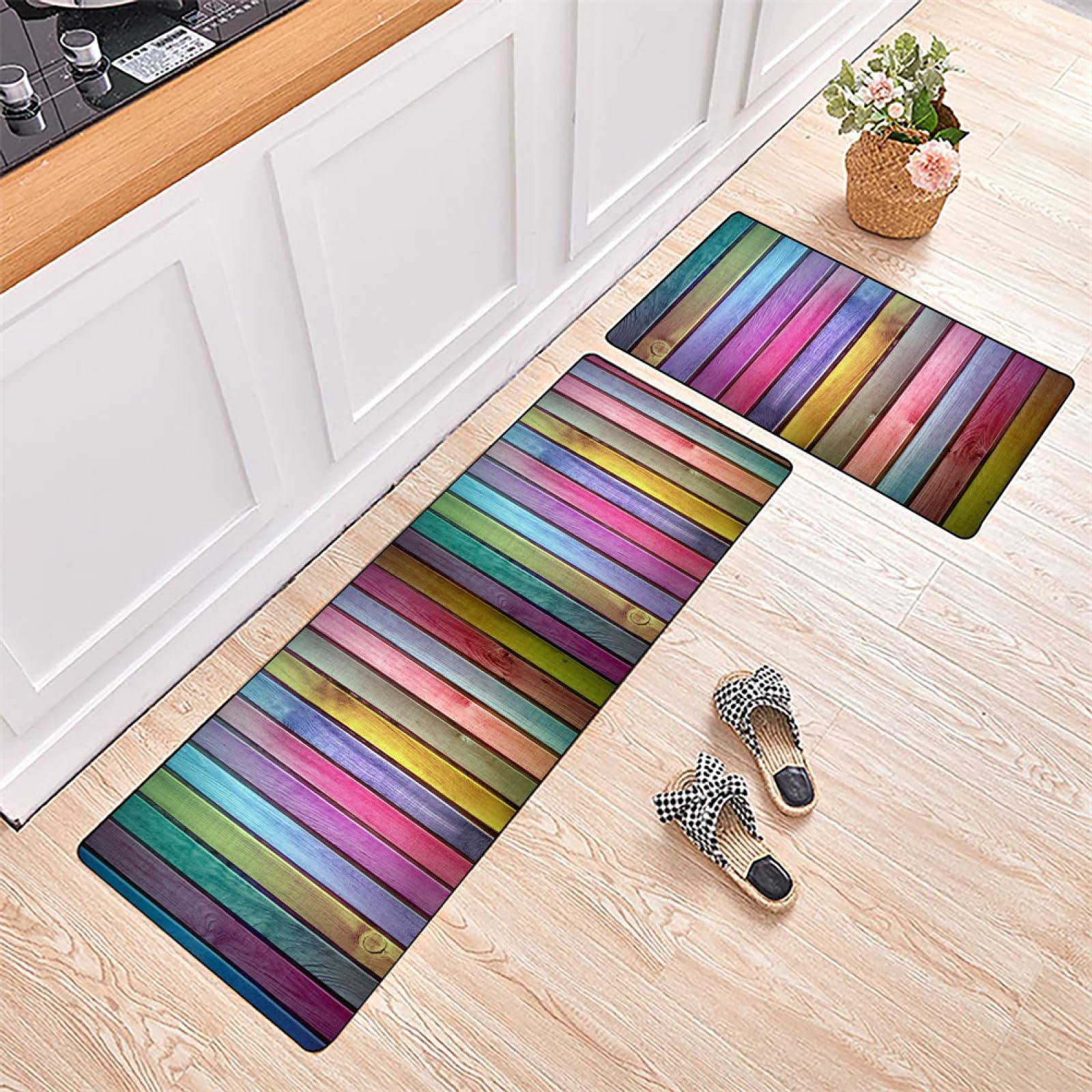 KüChenläUfer KüChenmatte 45x120cm, KüChenteppich Waschbar rutschfest, Teppich LäUfer Flur FußMatte Badematten, Wasser öL Aufnehmen Teppich KüChe Set für KüChe Wohnzimmer, Badezimmer Colour