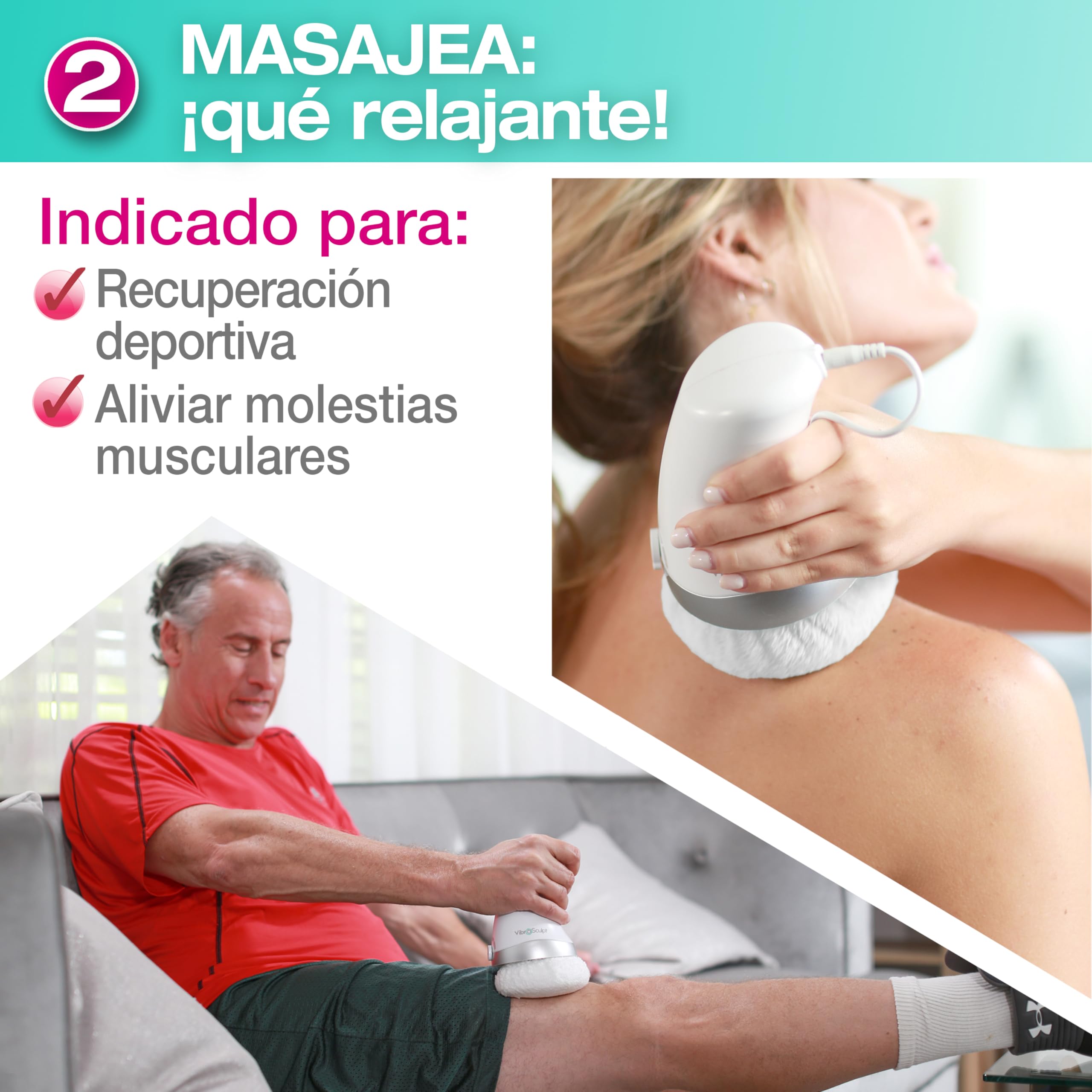 Masajeador Anticelulítico Portátil 3 en 1 Moldea, masajea y exfolia. Consigue el cuerpo que quieres sin esfuerzo ni lesiones y en casa. Fácil de usar, diseño ergonómico. Resultados visibles en semanas