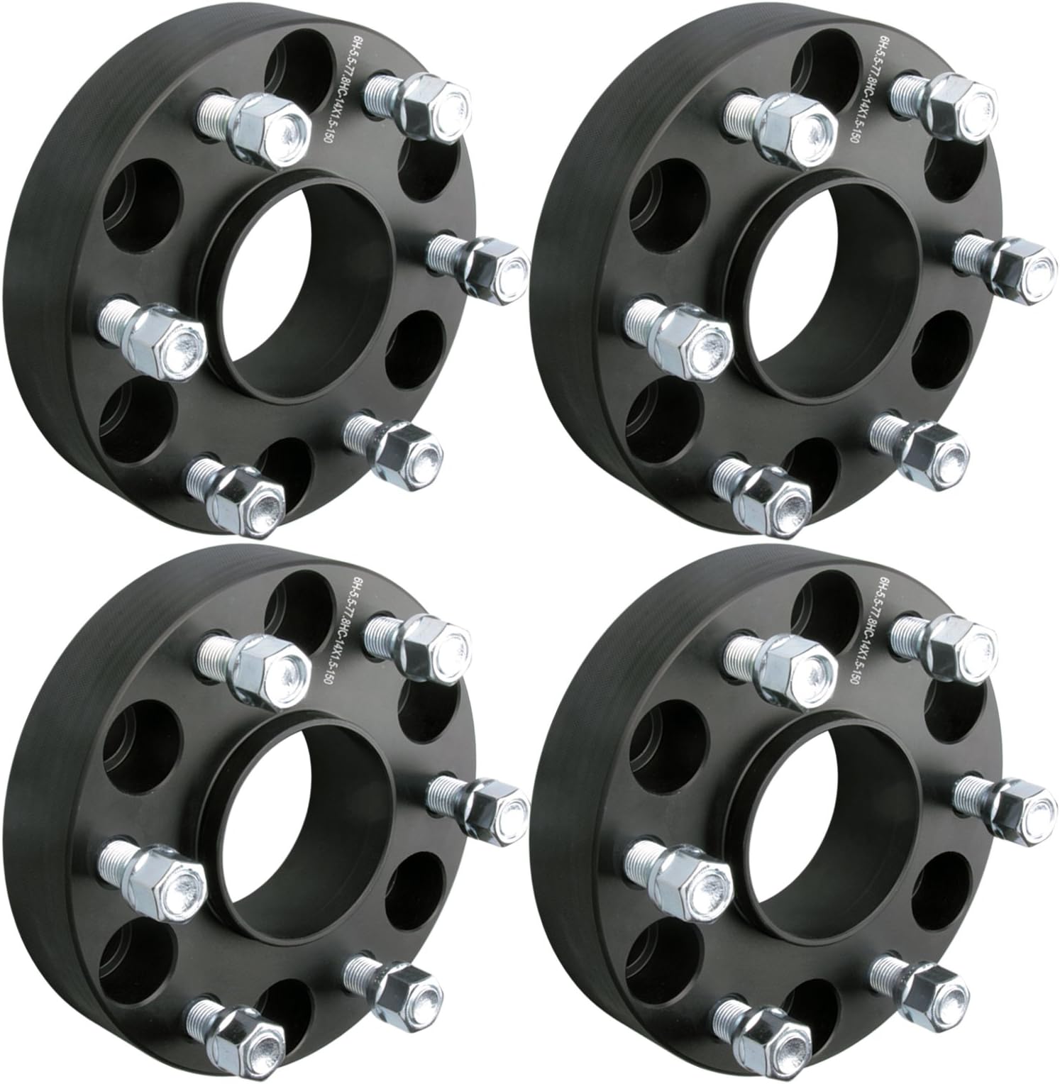DCVAMOUS4PC Black 6x5.5 Hubcentric Wheel Spacers 1.5 Inch with 14x1.5 Studs Compatible with Chevy GMC 6 Lug 6x139.7 for 1999-2022 Silverado Sierra 1500 | 1988-2022 Suburban Yukon | 2019-2022 RAM-1500