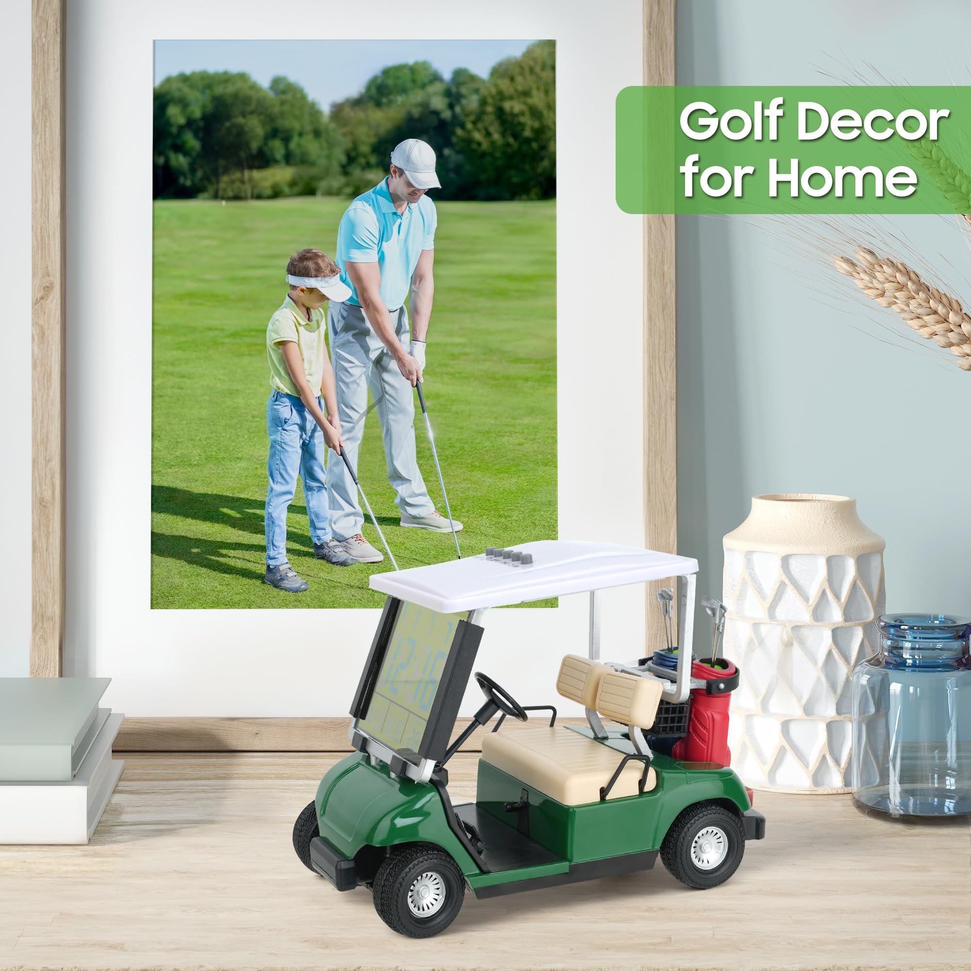 10L0L Mini reloj despertador para carrito de golf, pantalla LCD, calendario, regalos de golf para hombres, fanáticos, golfistas, recuerdo de carreras superiores, novedad (verde)