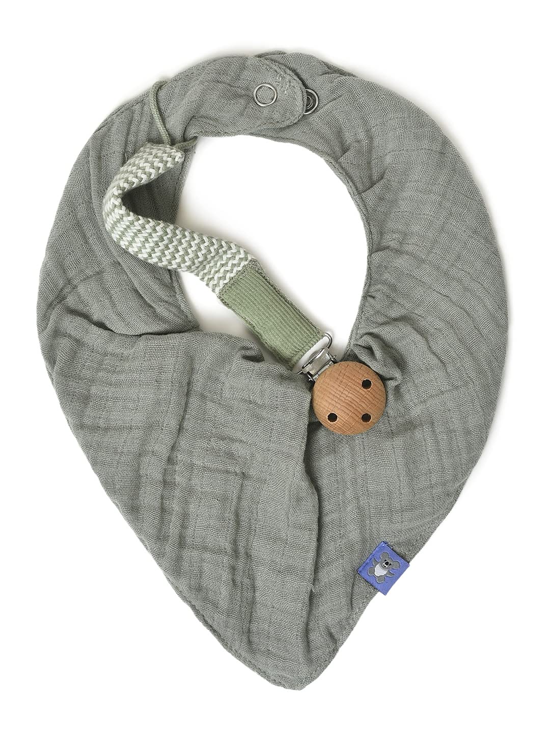 Mi Arcus 100% Cotton Muslin Dual Layer Drool Bib with Pacifier Band Set with Snap Button Closure for Baby Boys Girls - Green-image-26