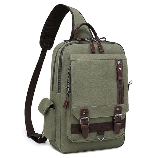 mygreen Canvas Shoulder Backpack Travel Rucksack Sling Bag Cross Body Messenger Bag Burgundy