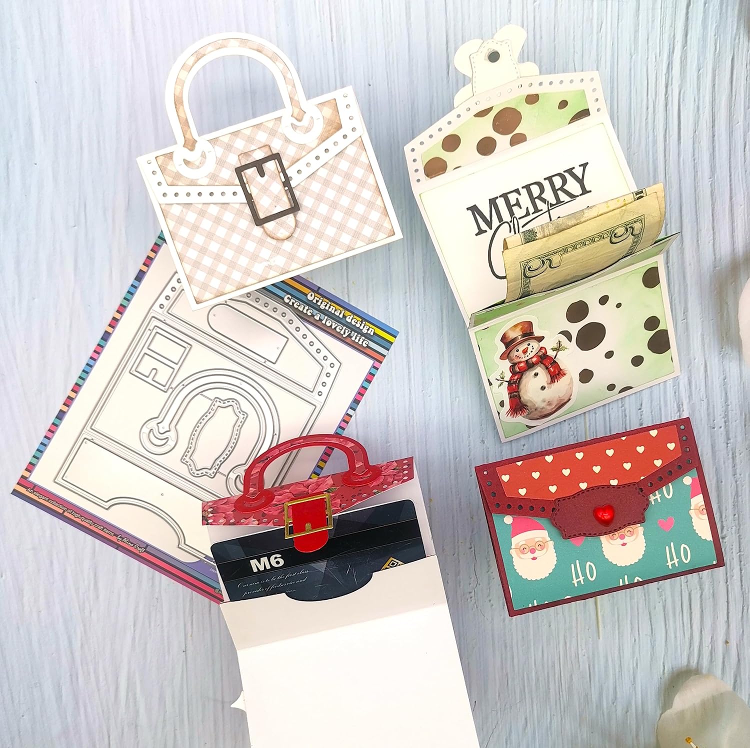 AlinaCraft 1set Card Bag Metal Cutting Die Cut for Handmade Gift Cards Holder Gift Wrap Money Packing Paper Craft Scrapbooking for DIY Holiday Gifts Friends Family Kids Present