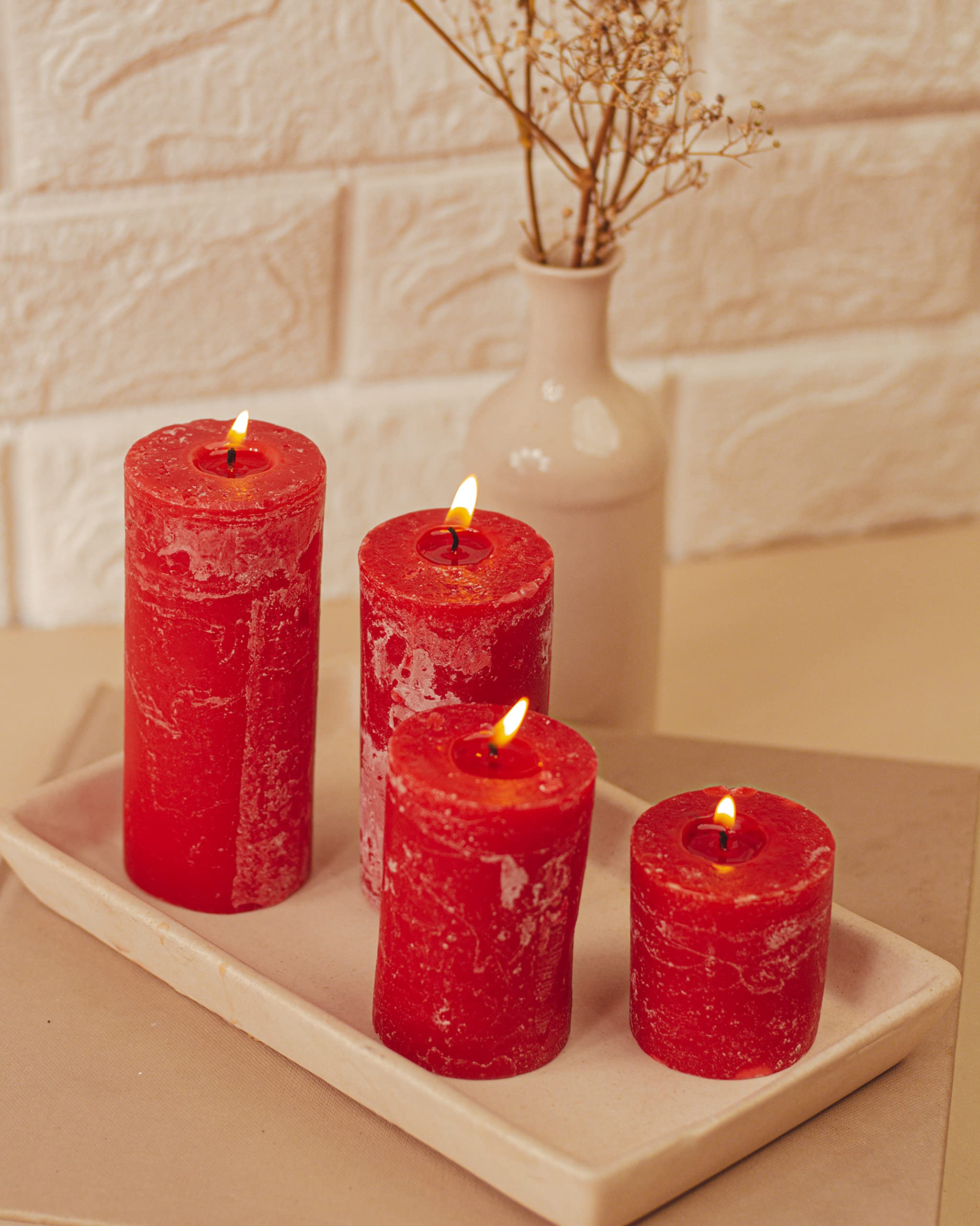 AuraDecor Wax Pillar Candle Set, Pack of 4, Strawberry (B07R7QYY8D) Amazon Price History, Amazon Price Tracker