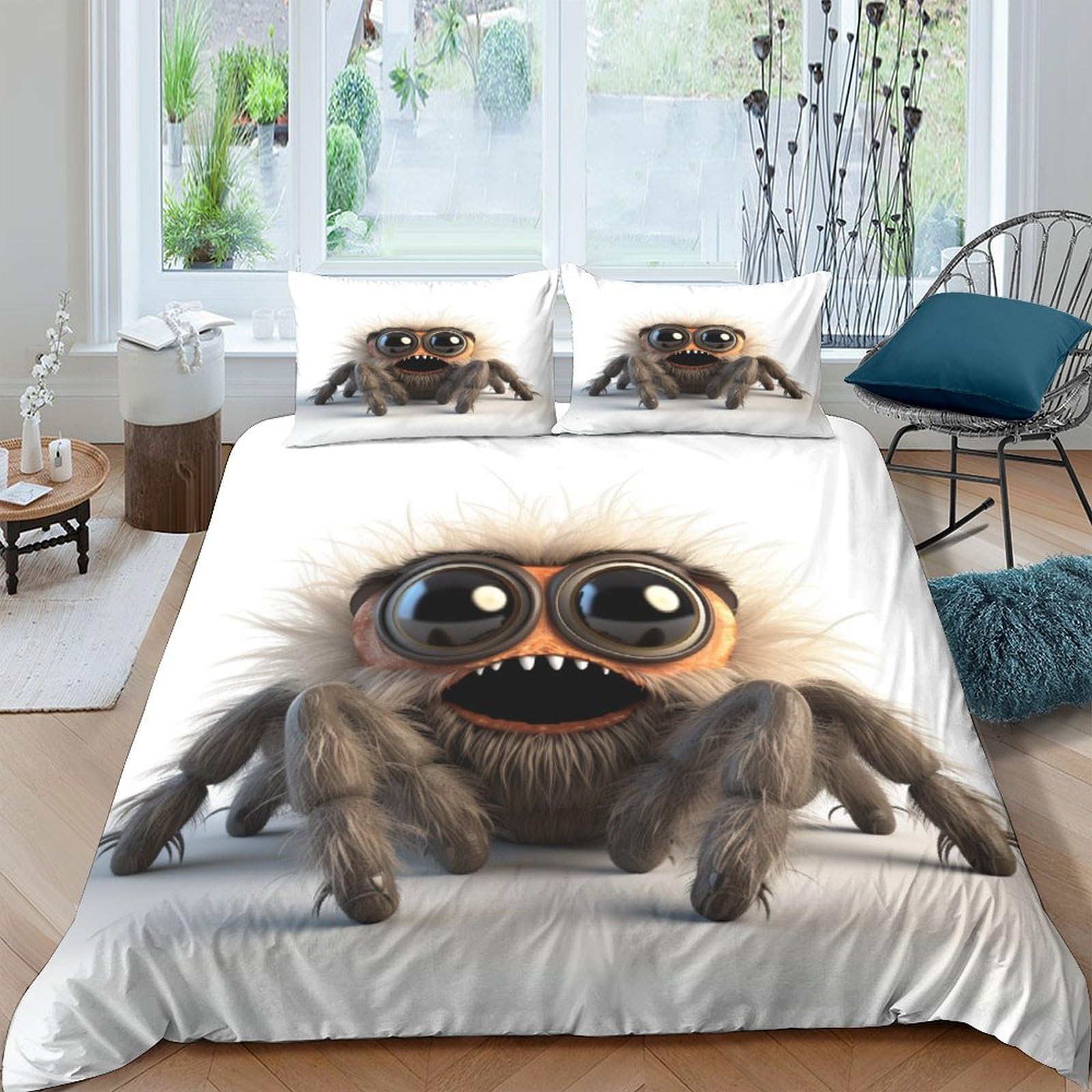 BARDYS Big Eyes Spider Quilt Cover Duvet Cover Comforter Covers for Teens And Adults 3D Print Reptile Soft Microfiber with Zipper Closure Bedding Set with Pillow Cases 3 Pieces King（220x240cm）