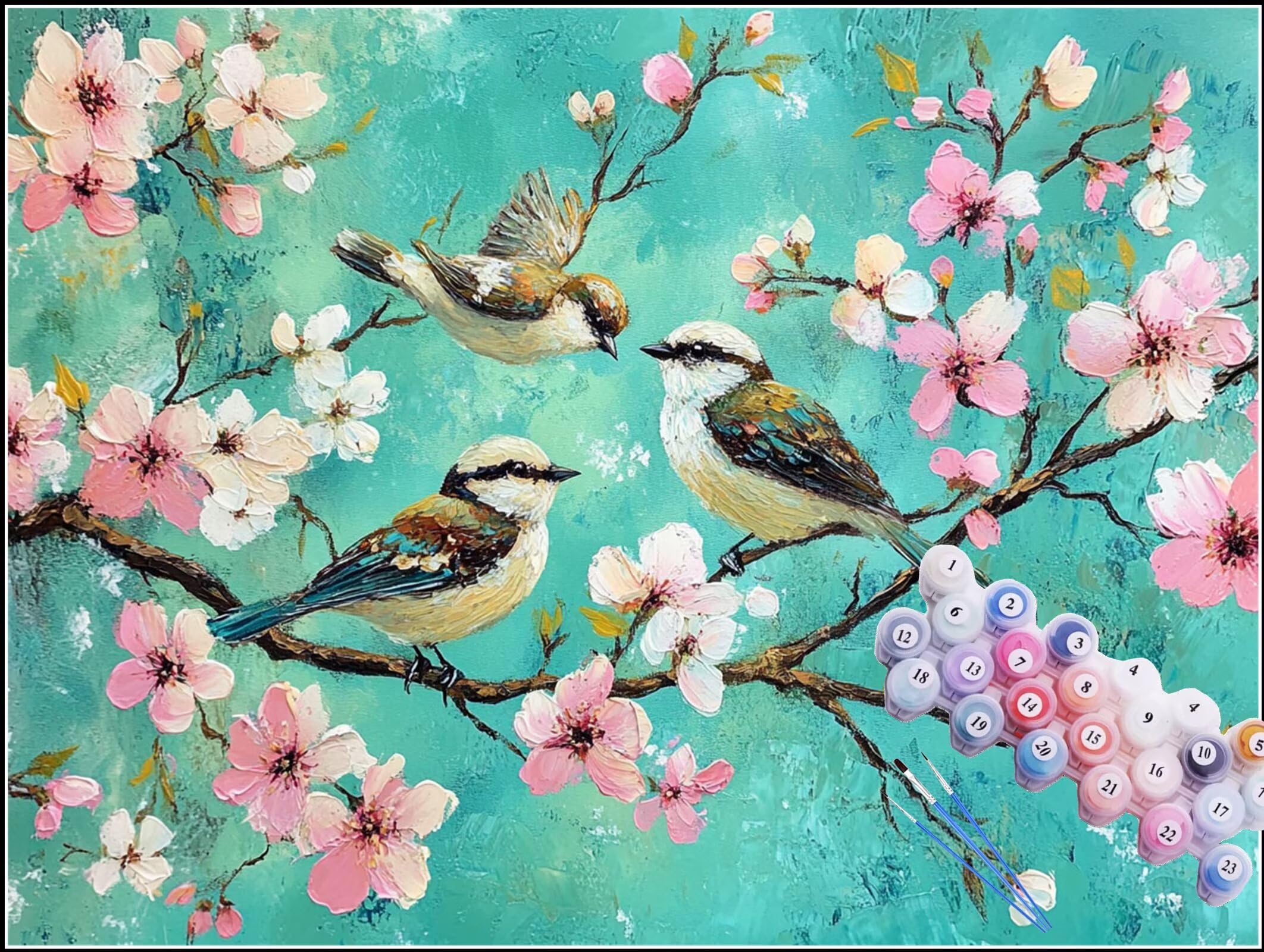 Amazon.co.jp: 油絵 キャンバス 枝 数字油絵, Paint by Numbers 鳥