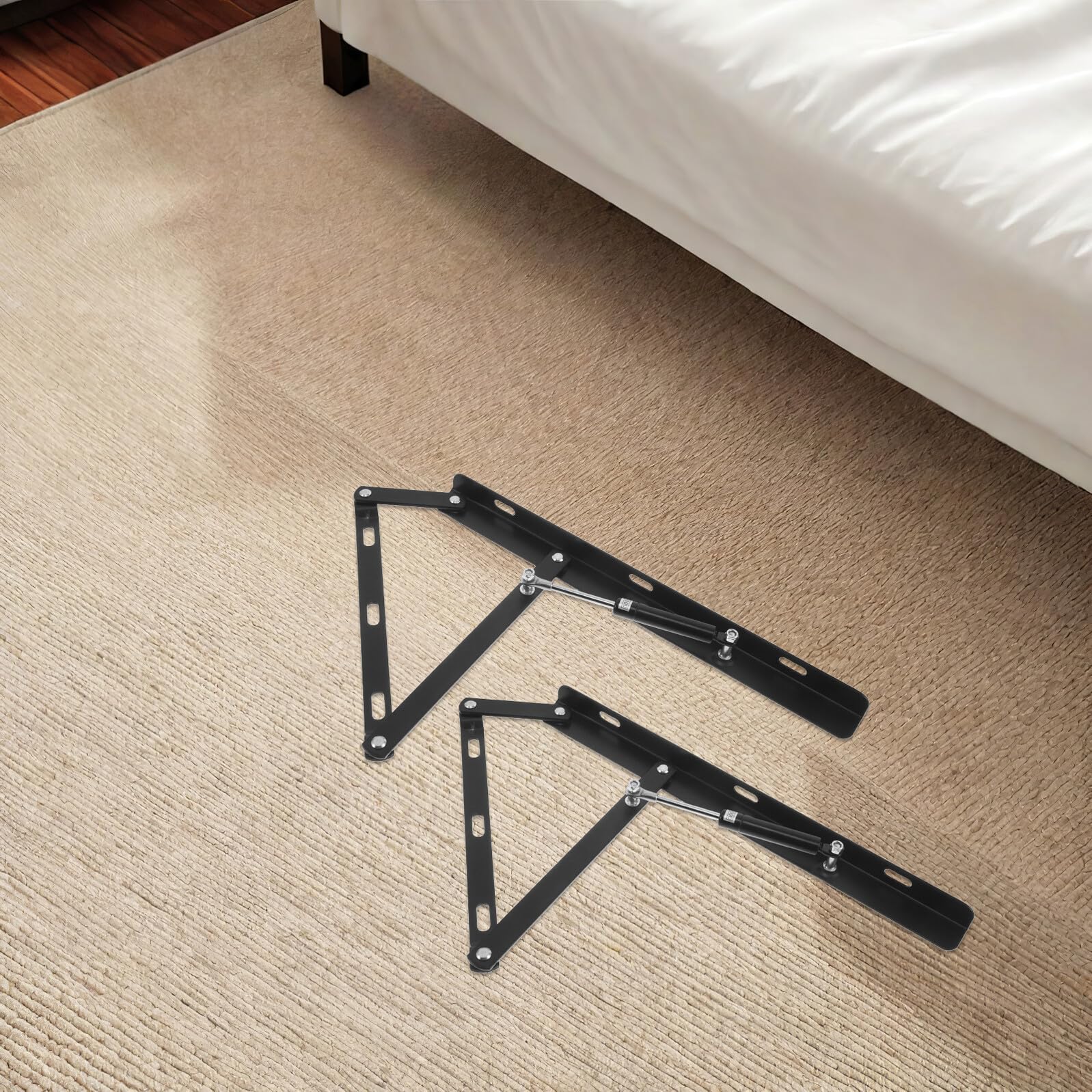 BESPORTBLE Tiges de Support Hydraulique 2 Pièces 400 Mm pour Lit Double, Vérins à Gaz Silencieux et Puissants, Kit de Levage pour Sommier Coffre, Mécanisme de Levage Lit Rangement Maison