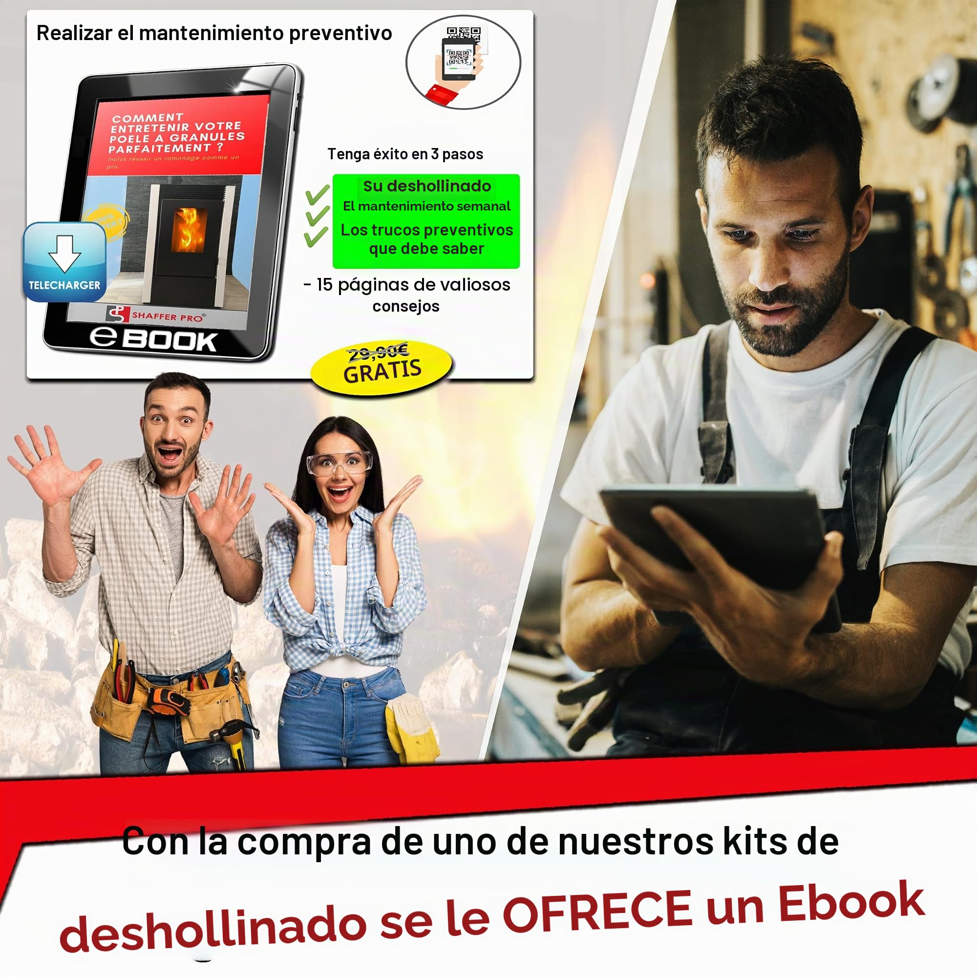 kit de deshollinador de chimeneas estufa de pellets 9 metros - Cepillo deshollinamiento 80 mm 100 mm EASYFLEX [Libro electrónico disponible para descargar] 15 varillas flexibles M12