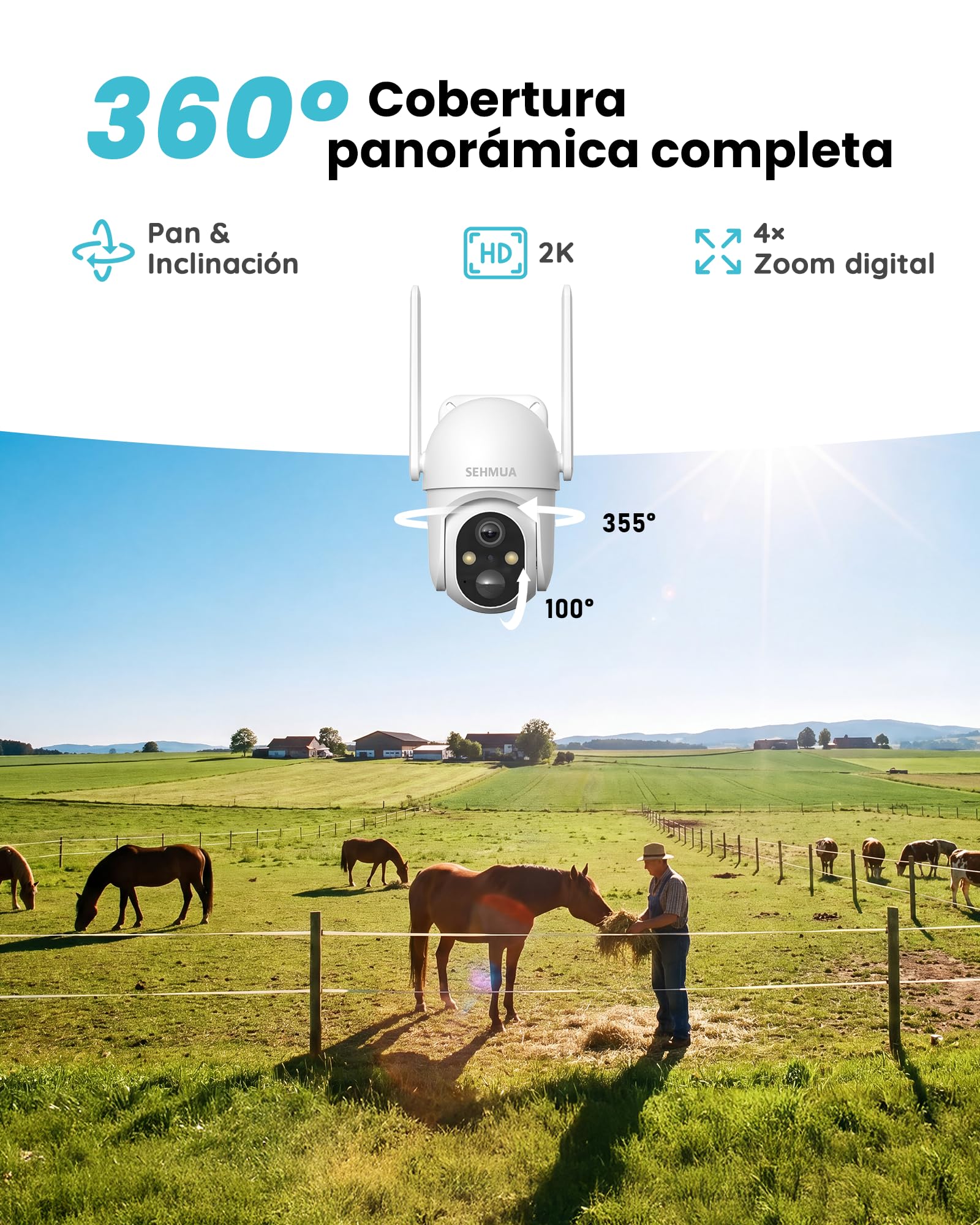 SEHMUA 4G LTE Camara Vigilancia Exterior Solar con Tarjeta SIM sin Internet