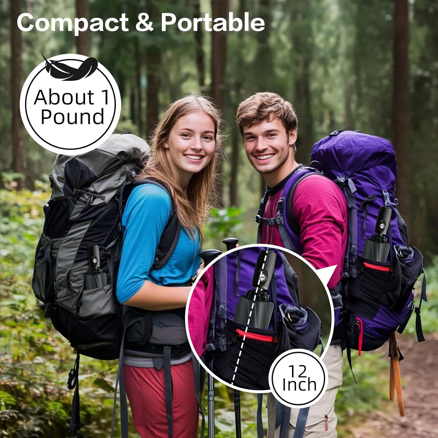 Windproof Inverted Umbrella with Reflective Stripe – Auto Compact Rain & Sun UV Umbrella for Car & Backpack - Image 4