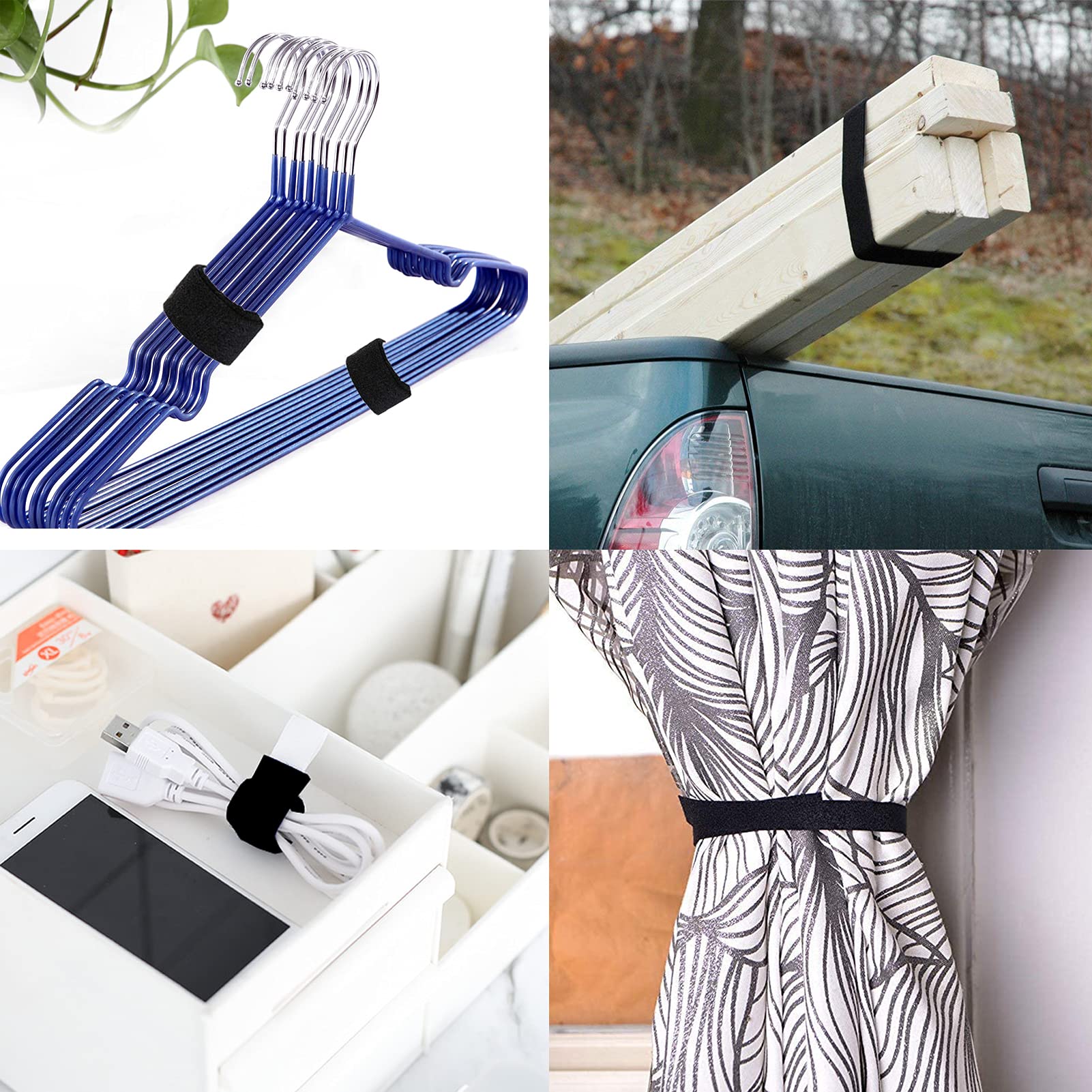 Klittenband kabelbinder - Breedte: 12 mm, Lengte: 250 mm, Kleur: Wit