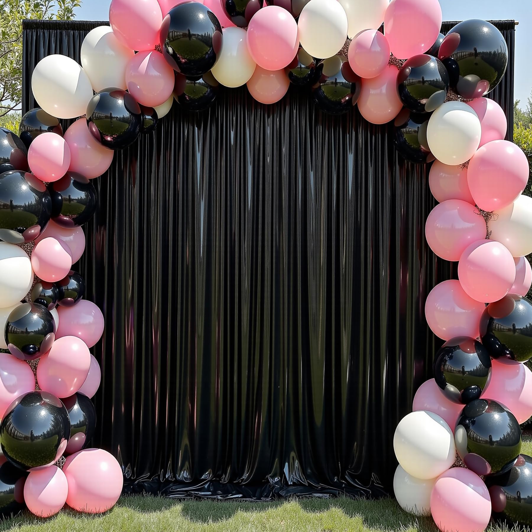 10x10 ft Wrinkle Free Black Sequin Backdrop Curtain for Parties,Thick Not Fall Glitter Wedding Drapes Backdrop,2 Panels 5x10ft Shimmer Photo Wall Back