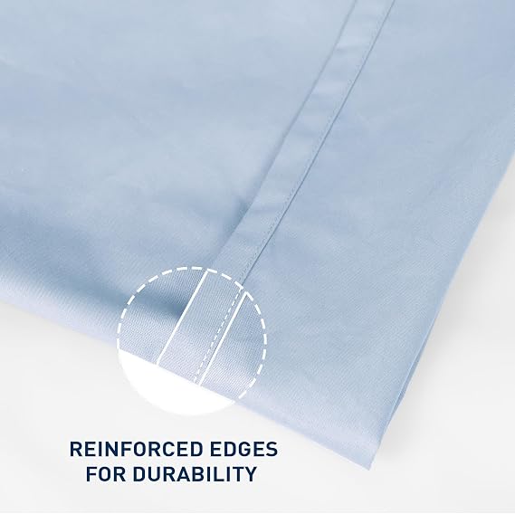 Queen Size Flat Sheet 100% Cotton Percale, 2 Pack, Light Blue