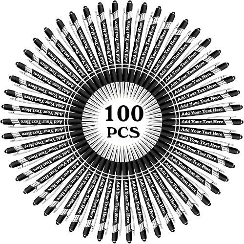 Miniatura 64 de Bolígrafos personalizados a granel grabados personalizados con punta de lápiz capacitivo, bolígrafos personalizados de tinta negra, regalos