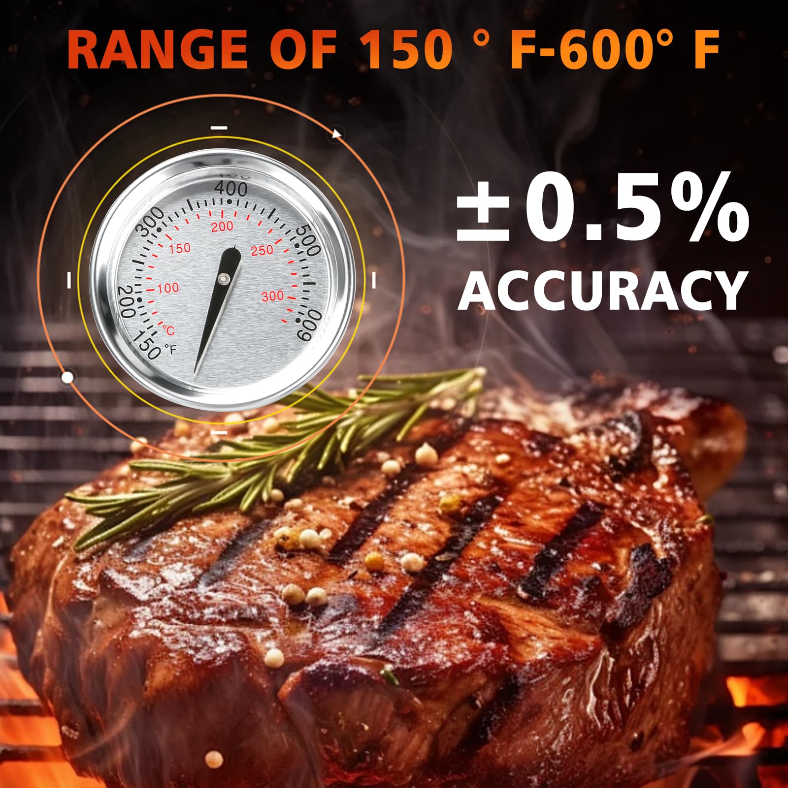 Denmay Termómetro para barbacoa de repuesto para medidor de temperatura Weber (para Weber Spirit 200 y 300 grills)