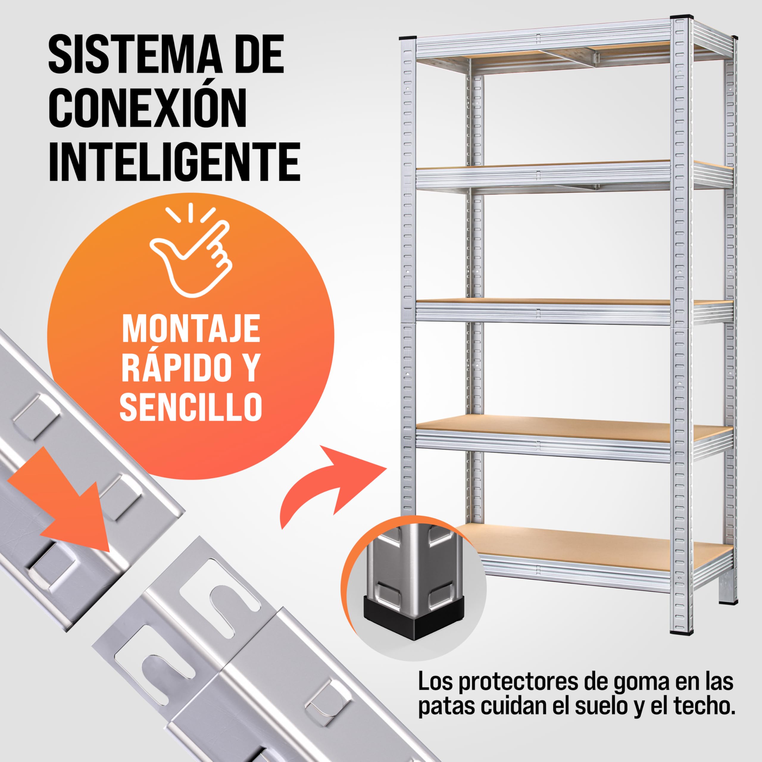 Deuba 2X Estanterías Metálicas 180x90x60cm 875kg Estantería para Cargas Pesadas 5 Estantes Taller