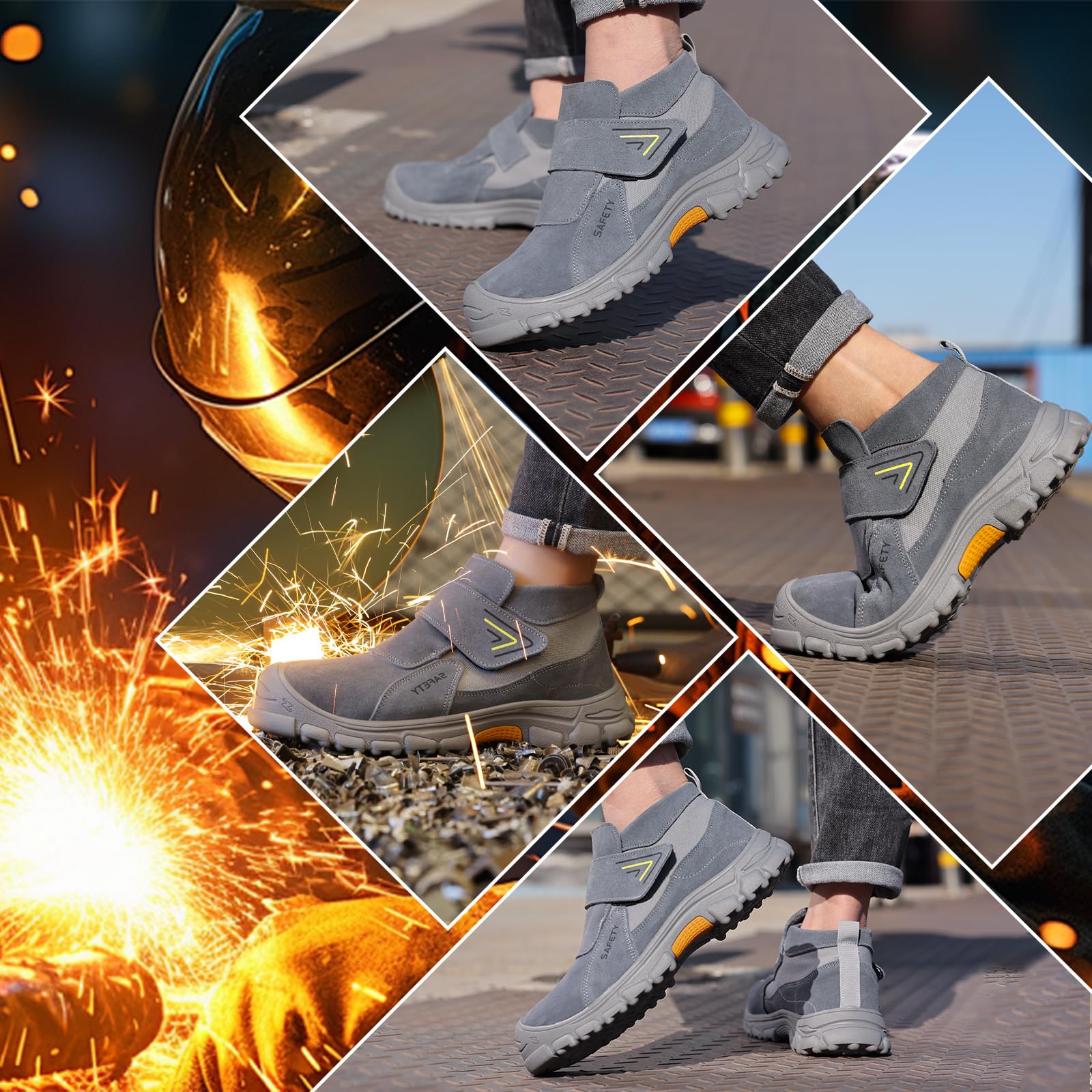 LAoutun Scarpe Antinfortunistiche da Uomo, Scarpe da Lavoro da Uomo, con Punta in Acciaio, Scarpe da Lavoro Leggere, Abbigliamento da Lavoro