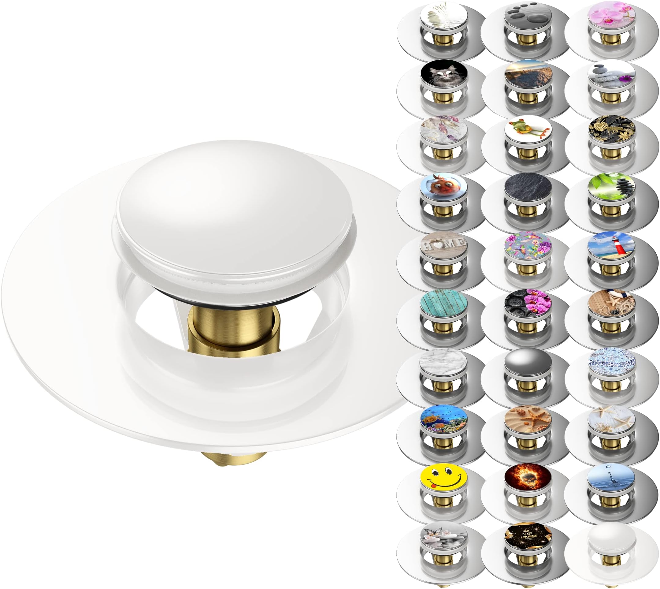 Tecuro Schaftventil 1 1/4 Zoll Weiß RAL 9010 - Für Waschbecken Mit Überlauf