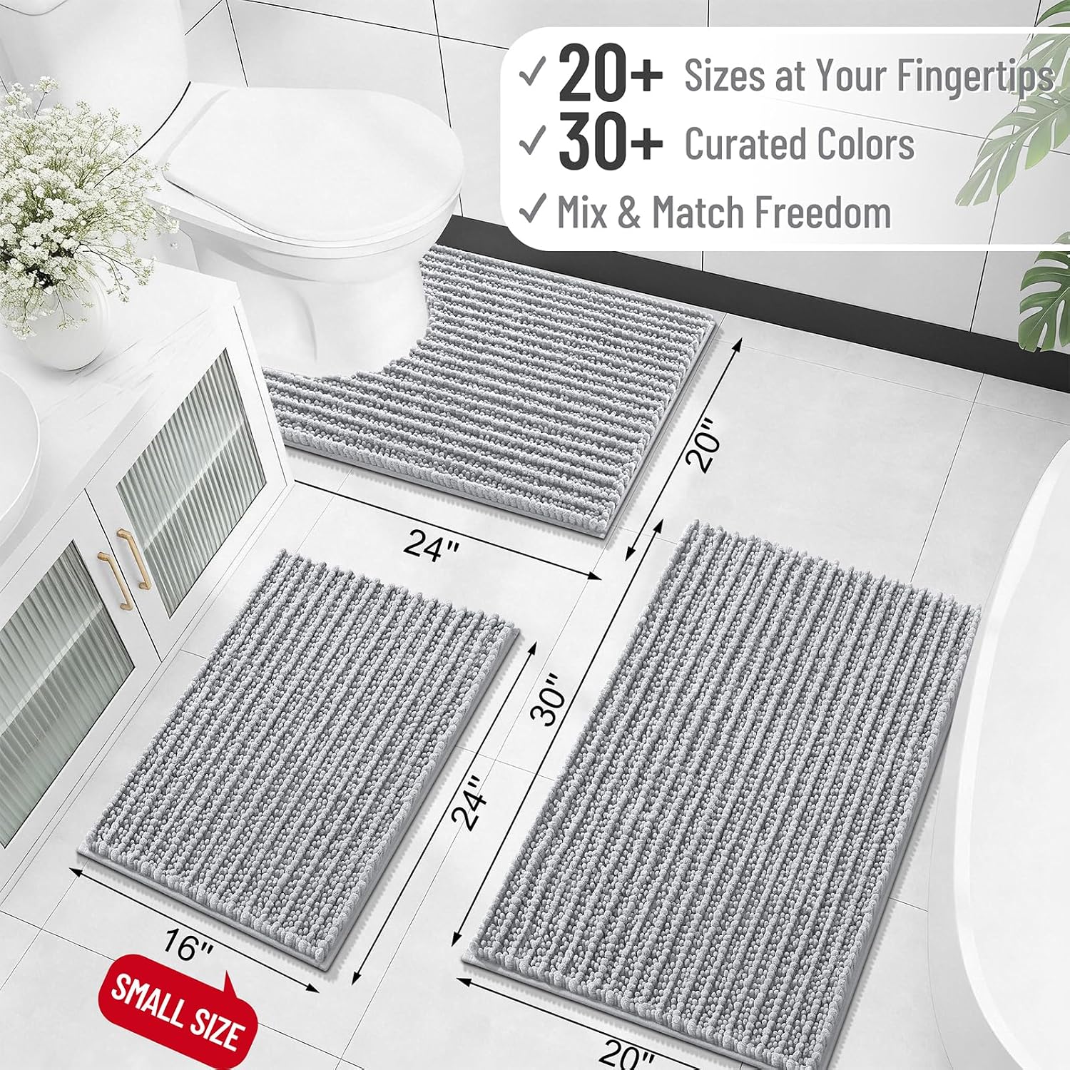 OLANLY Bathroom Rugs 30x20, Thick Soft Absorbent Chenille Bath Rugs image 2