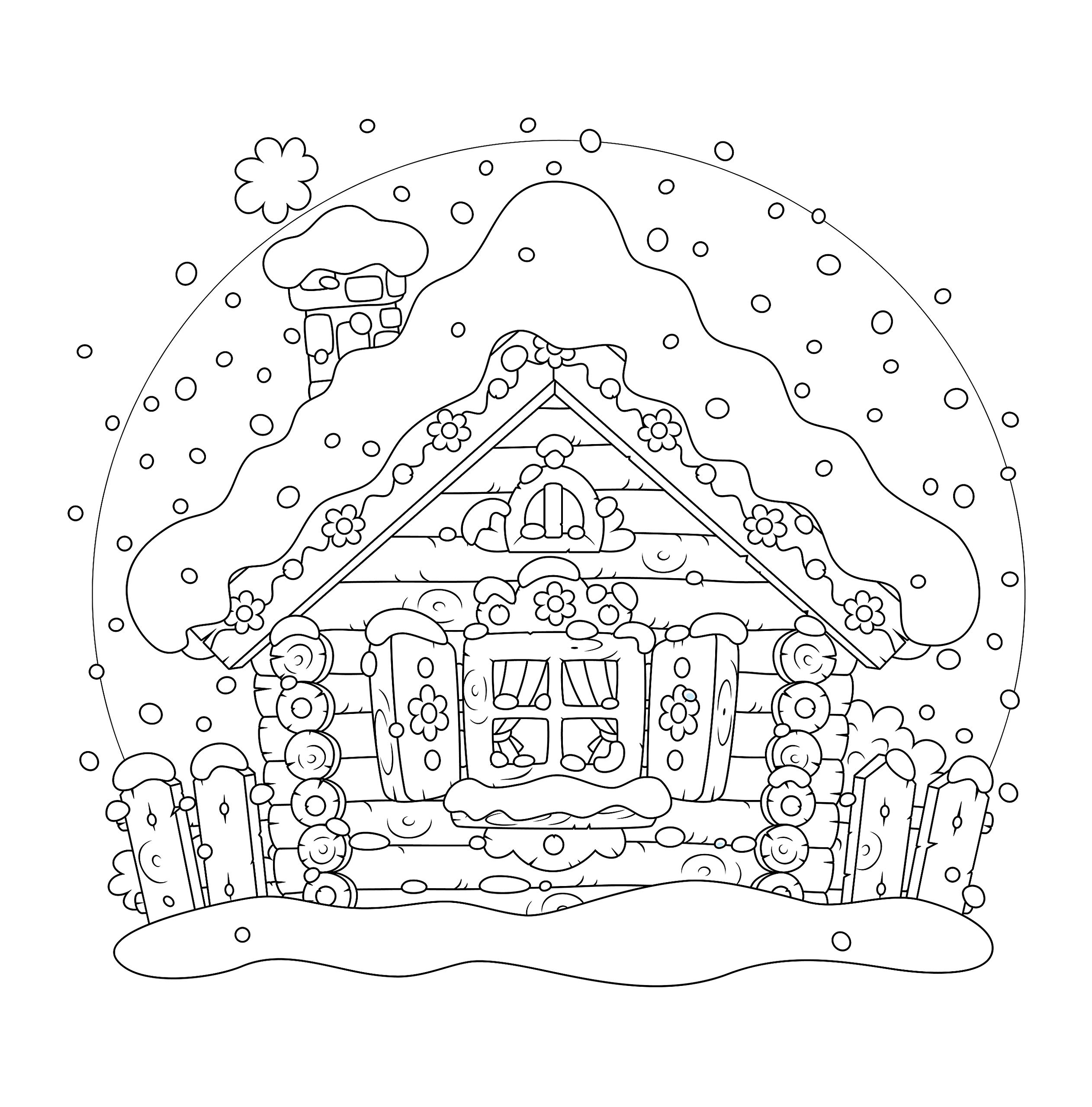 Coloriage Maison Du Père Noël