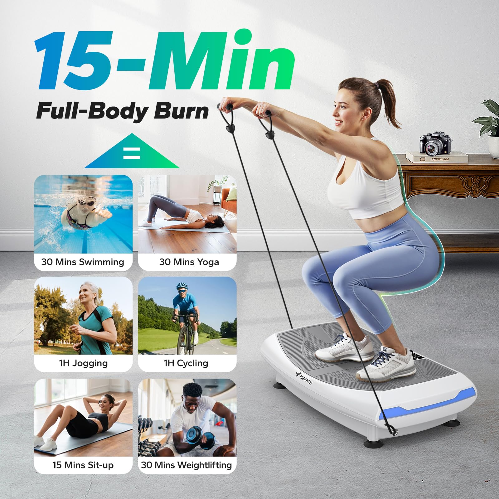 MERACH Vibration Plate Exercise Machine, 7-in-1 4D Vibration Plate with Glide, Swing & Massage, Vibrating Plates with Whole Body Workout Sculpting Platform for Home Fitness for Women Men