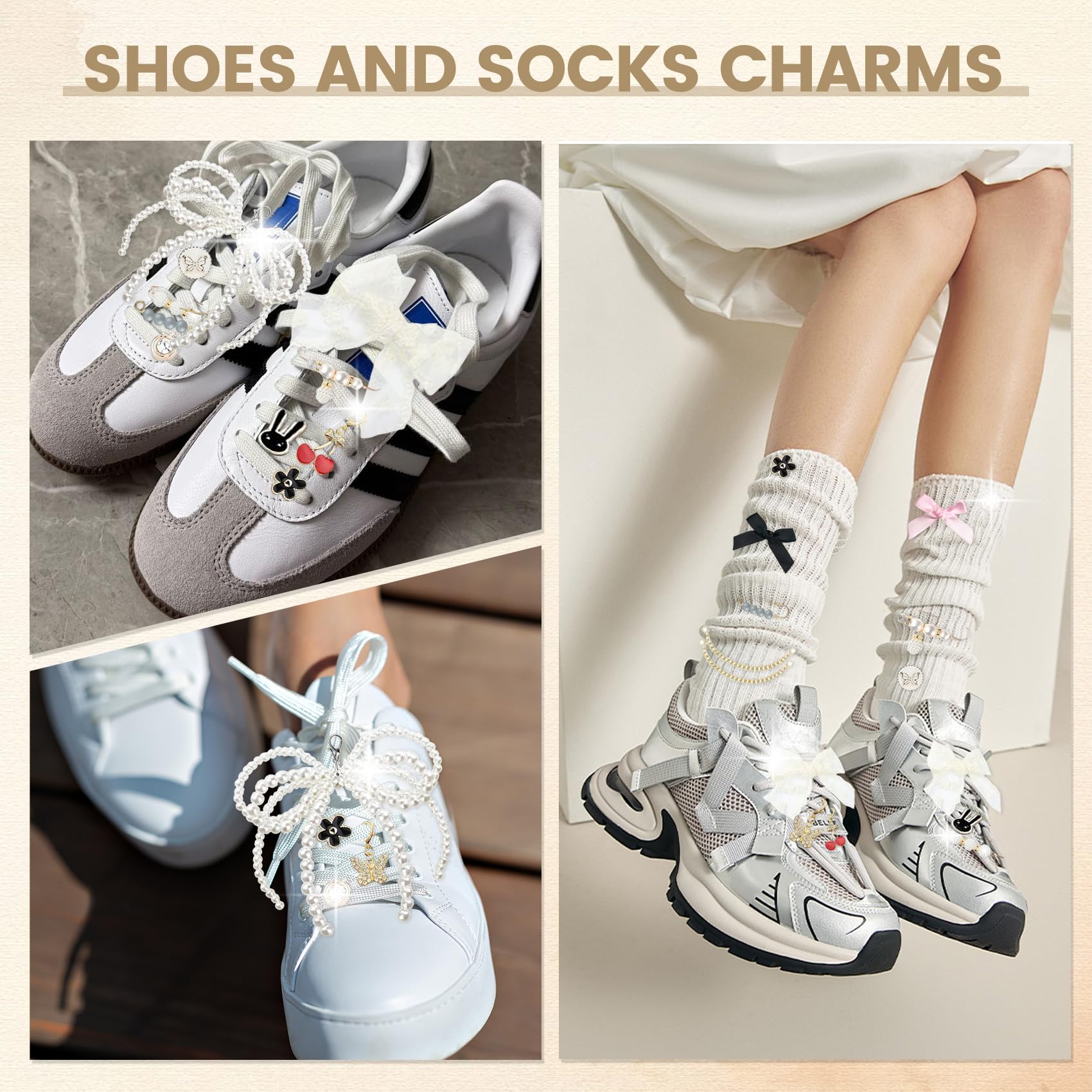 60 Piezas Colgantes para Zapatillas con broches de perlas y diamantes de imitación, Colgante con cierre de langosta para cordones, calcetines, ropa y accesorios decorativos — view 4