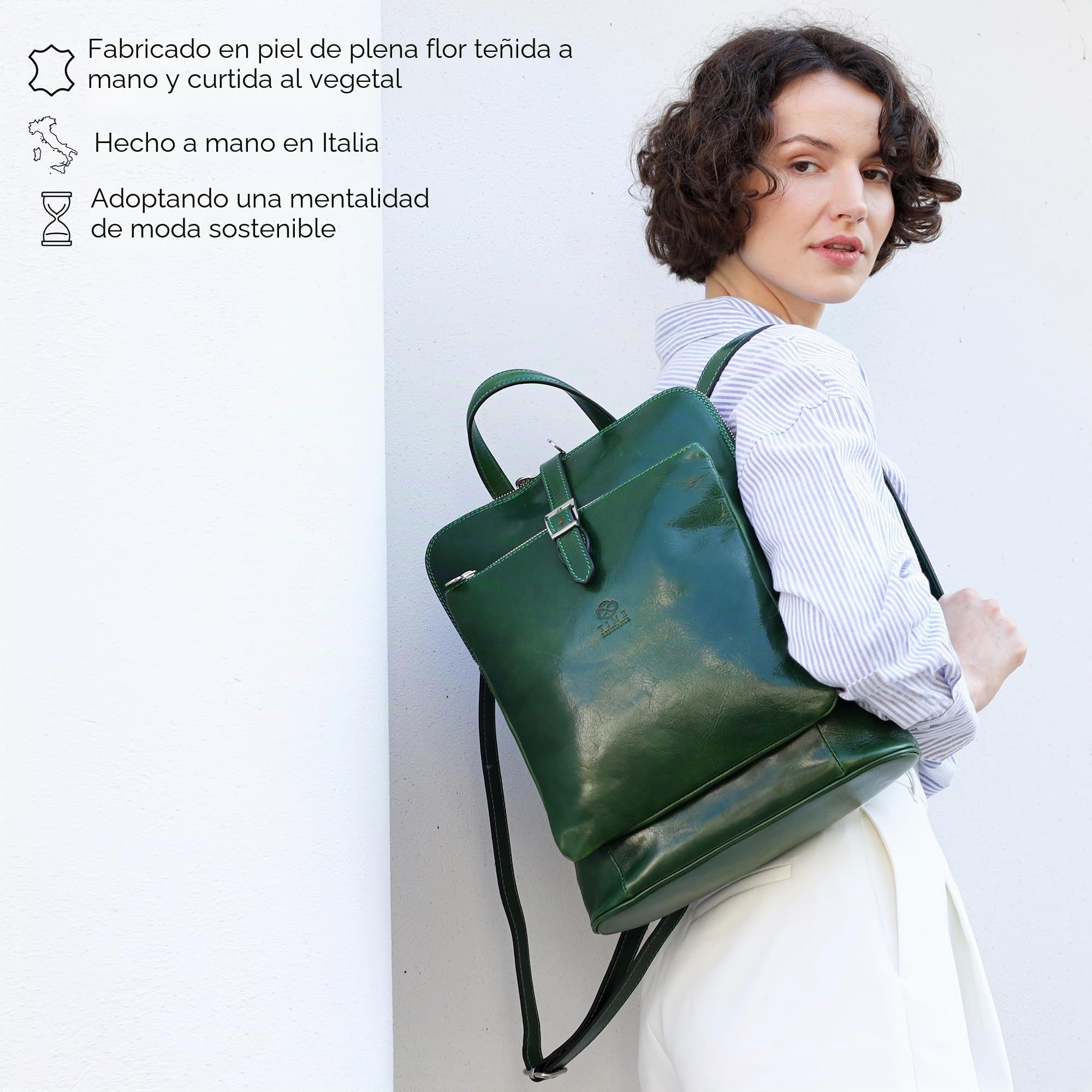 Time Resistance Mochila para Mujer y Hombre Convertible en Bolso de Hombro - Bolso Casual para el Trabajo, Colegio o Universidad - Piel de Grano Entero y Correas Ajustables