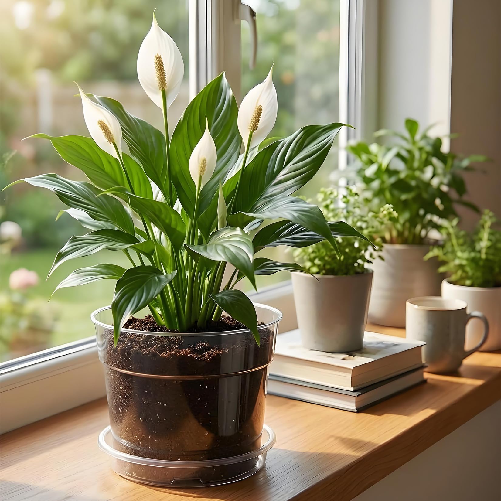 Garvee Lot de 20 pots de fleurs transparents de 15,2 cm avec soucoupes, pots de fleurs en plastique épais avec trous de drainage, pots de fleurs transparents pour intérieur et extérieur