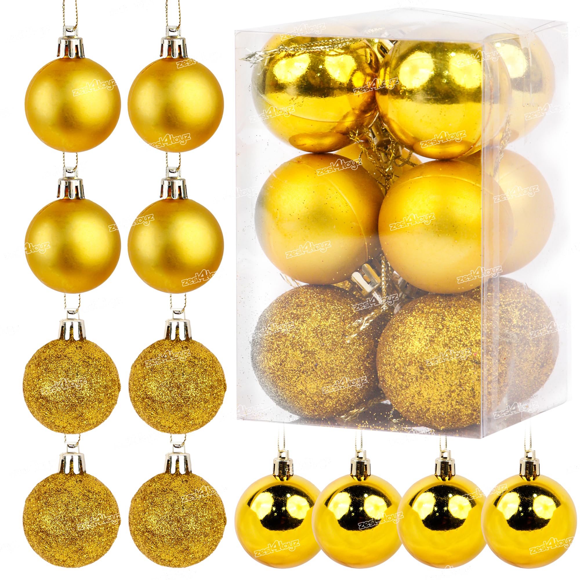 Gold Christmas Tree Balls - 12 Pack -11 Gold Christmas Tree Balls - 12 Pack -11