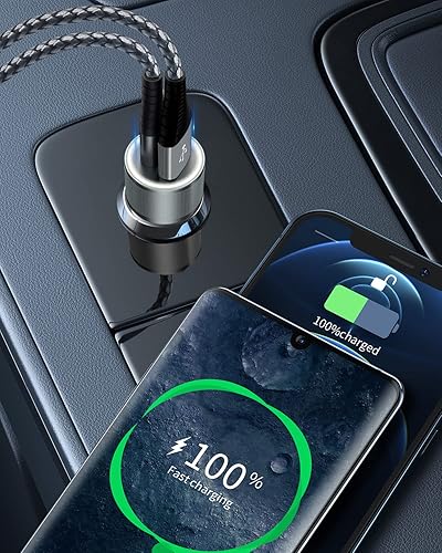 Miniatura 9 de Cargador de coche, cargador de coche USB C para iPhone 15 Pro Max, adaptador de encendedor de cigarrillos de carga rápida, cargador de coche súper