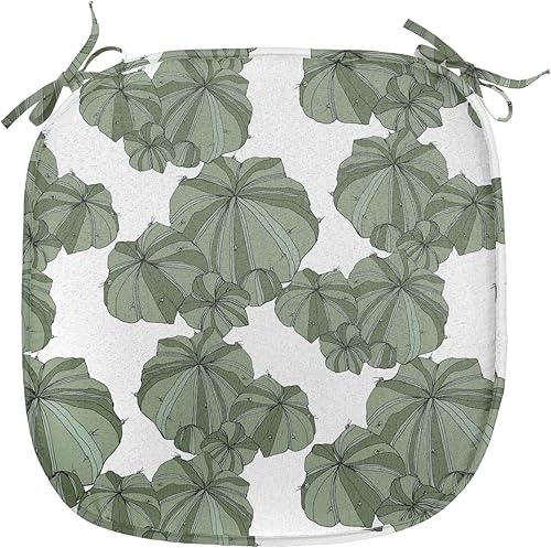 Miniatura 27 de Lunarable Swirly - Cojín de asiento para silla, diseño de líneas retro rizadas, funky en espiral, vida marina náutica, antideslizante, para cocina y