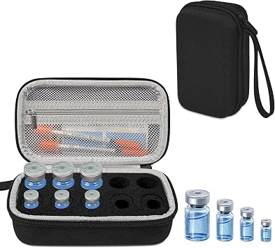 3/5/10ML Peptide Case 10-Slot Peptide Organizer with Mesh Pocket, Fits 3ml 5ml and 10ml Vials Bottles, Peptide Storage Case for Fridge Bag Only 10-Slot