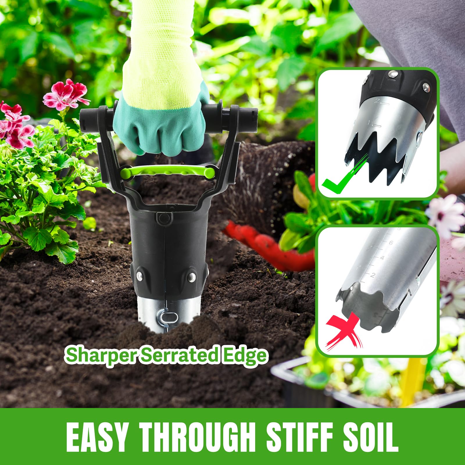 joyhalo Herramienta para plantar bulbos de jardín, herramienta de plantación de bulbos de 5 pulgadas de profundidad, herramientas de jardinería de jardín, macetas de bulbos de liberación automática de