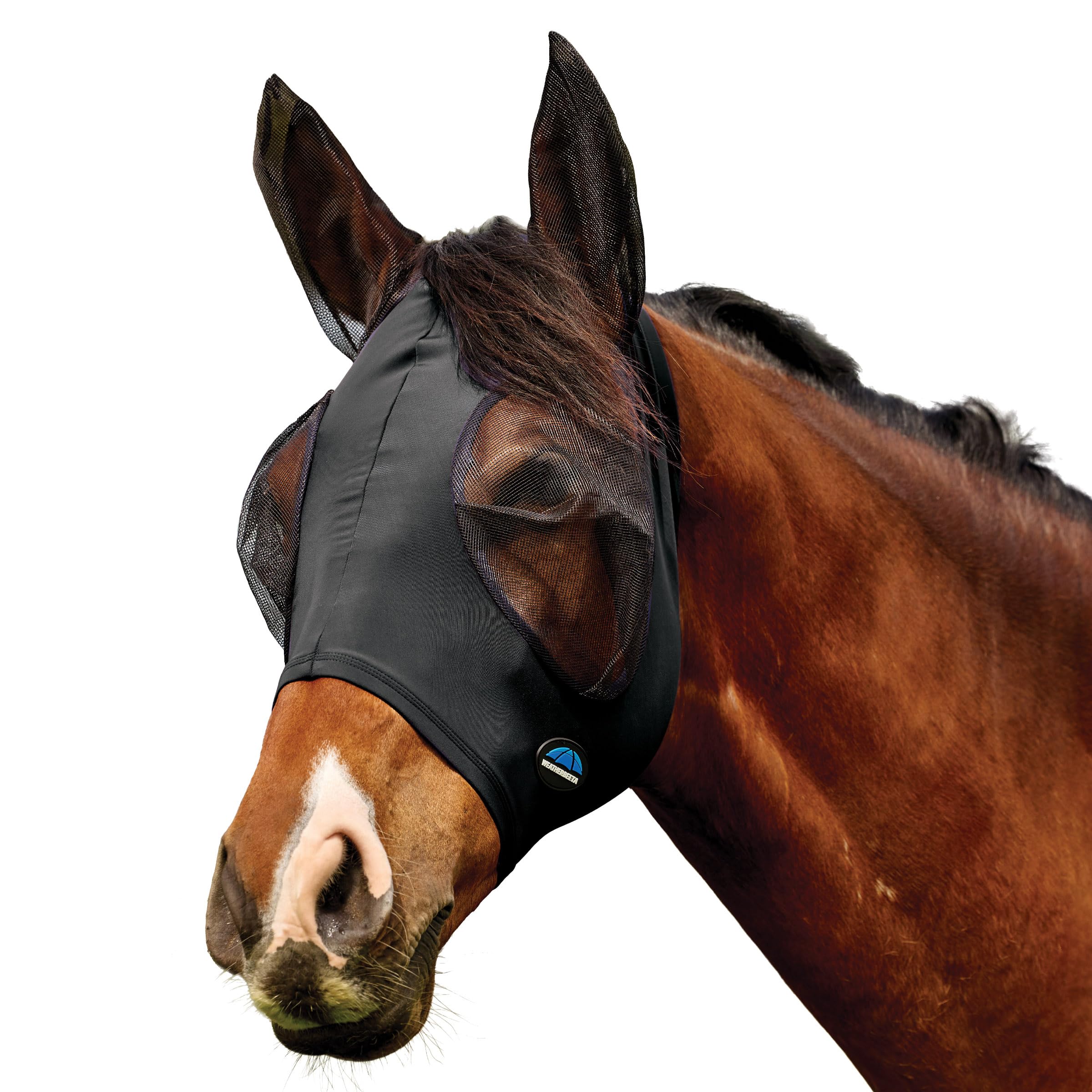 WeatherBeeta ComFiTec Deluxe Masque anti-mouches extensible avec oreilles Noir/noir Taille XL