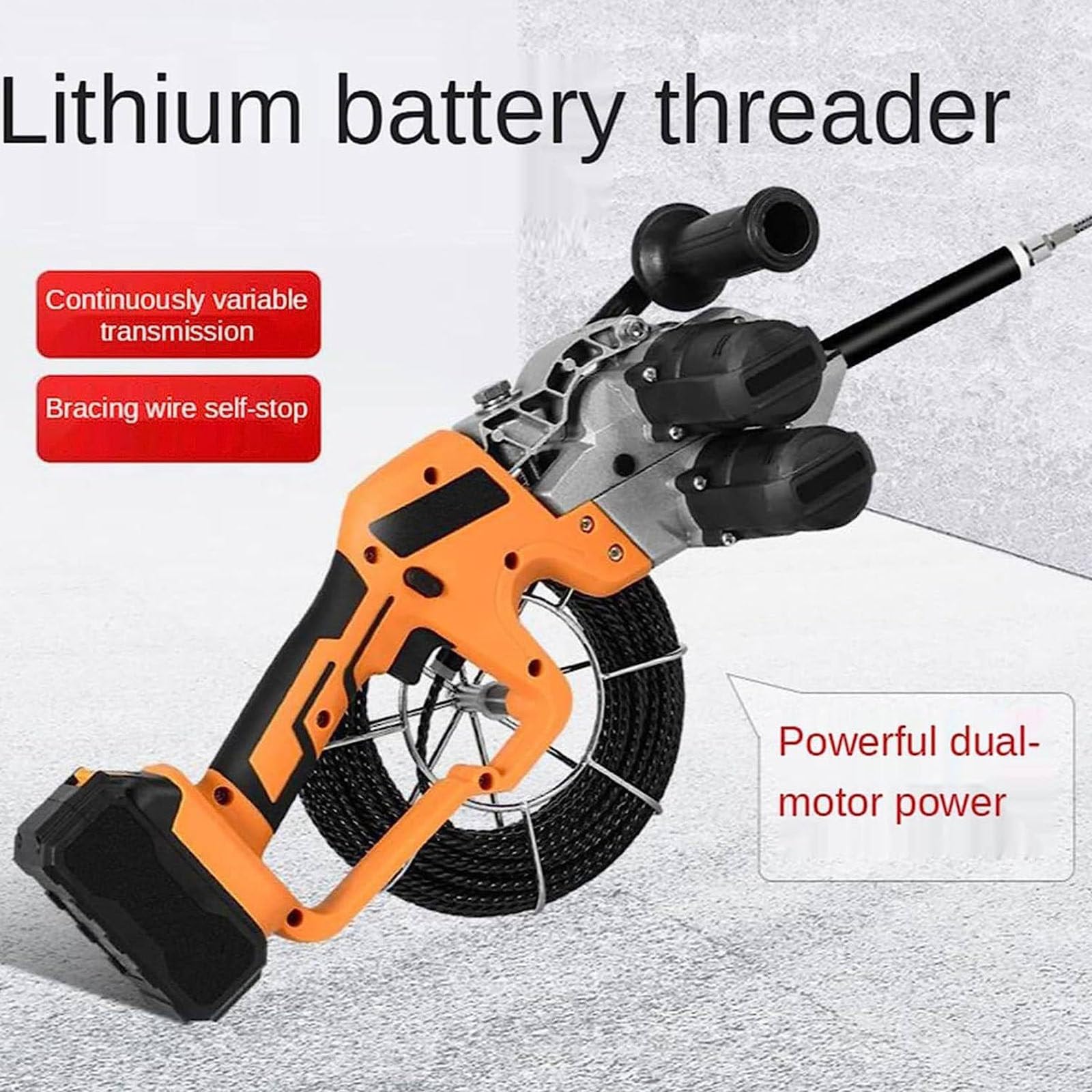 Maszyna do gwintowania drutu ze stali stopowej Maszyna do gwintowania kabli Elektryczny ściągacz drutu dla hydraulików Zestaw narzędzi do ciągnięcia z baterią litową 4000MAN,2*battery
