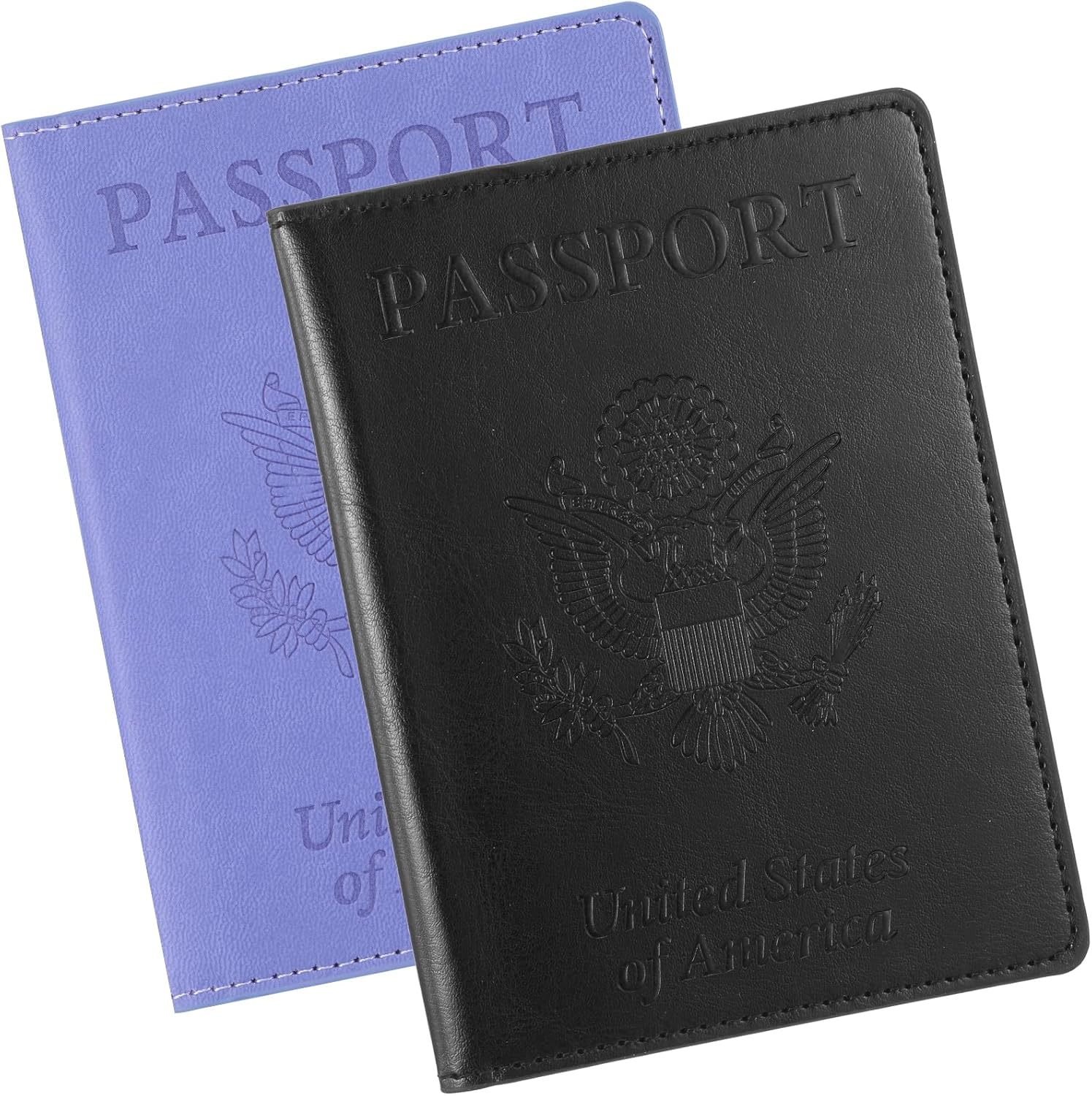 2 Pack Passport Book Holder,Pssport Book Cover,Passport Book Holder Family,Passport and Vaccine Card Holder Combo,Travel Must Haves,PU Passport Cover for Women and Men,Black & Purple 2 Pack Passport Book Holder,Pssport Book Cover,Passport Book Holder Family,Passport and Vaccine Card Holder Combo,Travel Must Haves,PU Passport Cover for Women and Men,Black & Purple