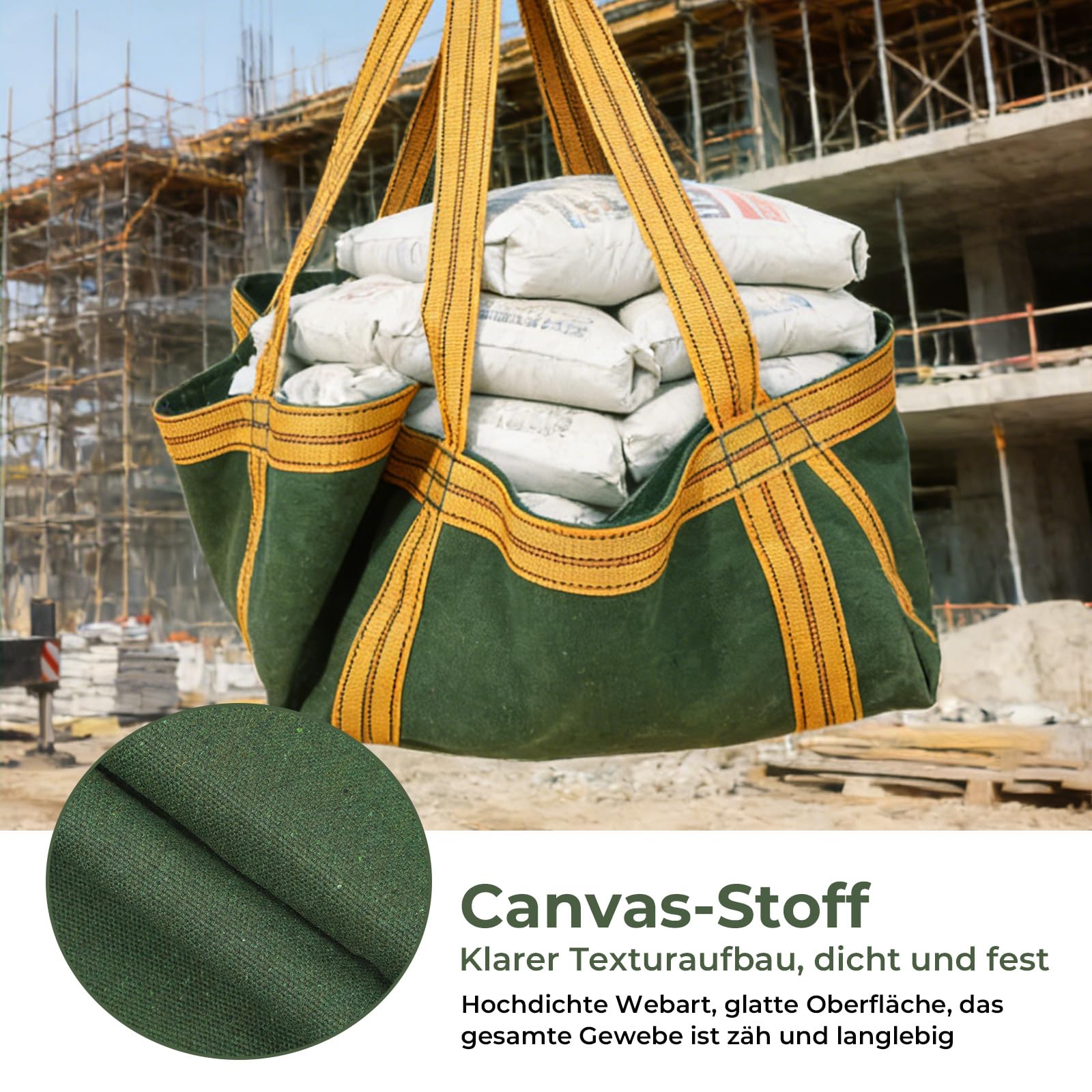 Hangendes Hebenetz, Leinwand Frachtnetz, Hängendes Net, Tragkraft 1 Tonnen | Lastenheber Netz mit verstärkten Griffen, für Baustoffe Waren Lieferung Entladung (100cm * 100cm)